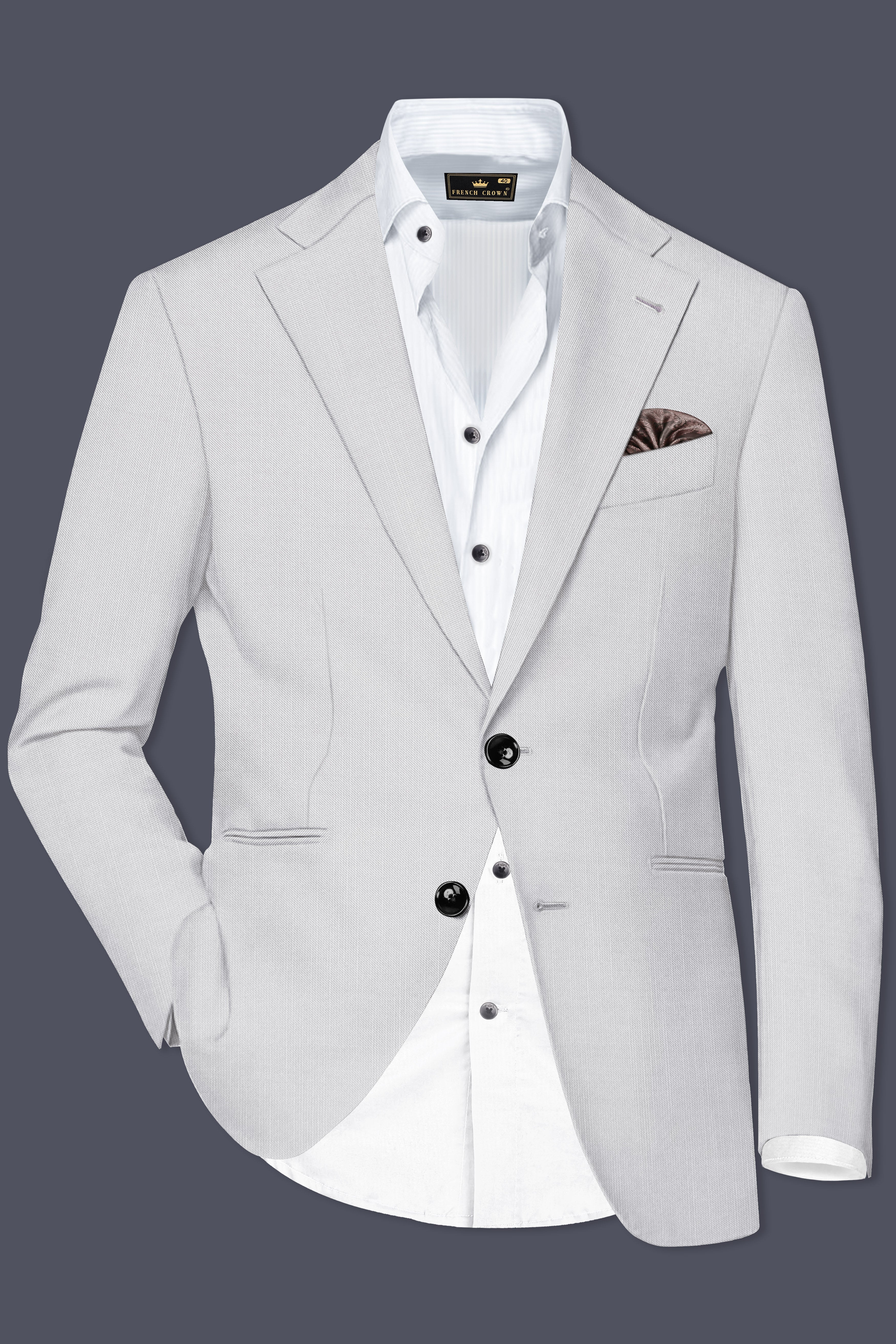 Granite-Alto Gray Solid Wool Rich Single Breasted Stretchable Traveler Blazer