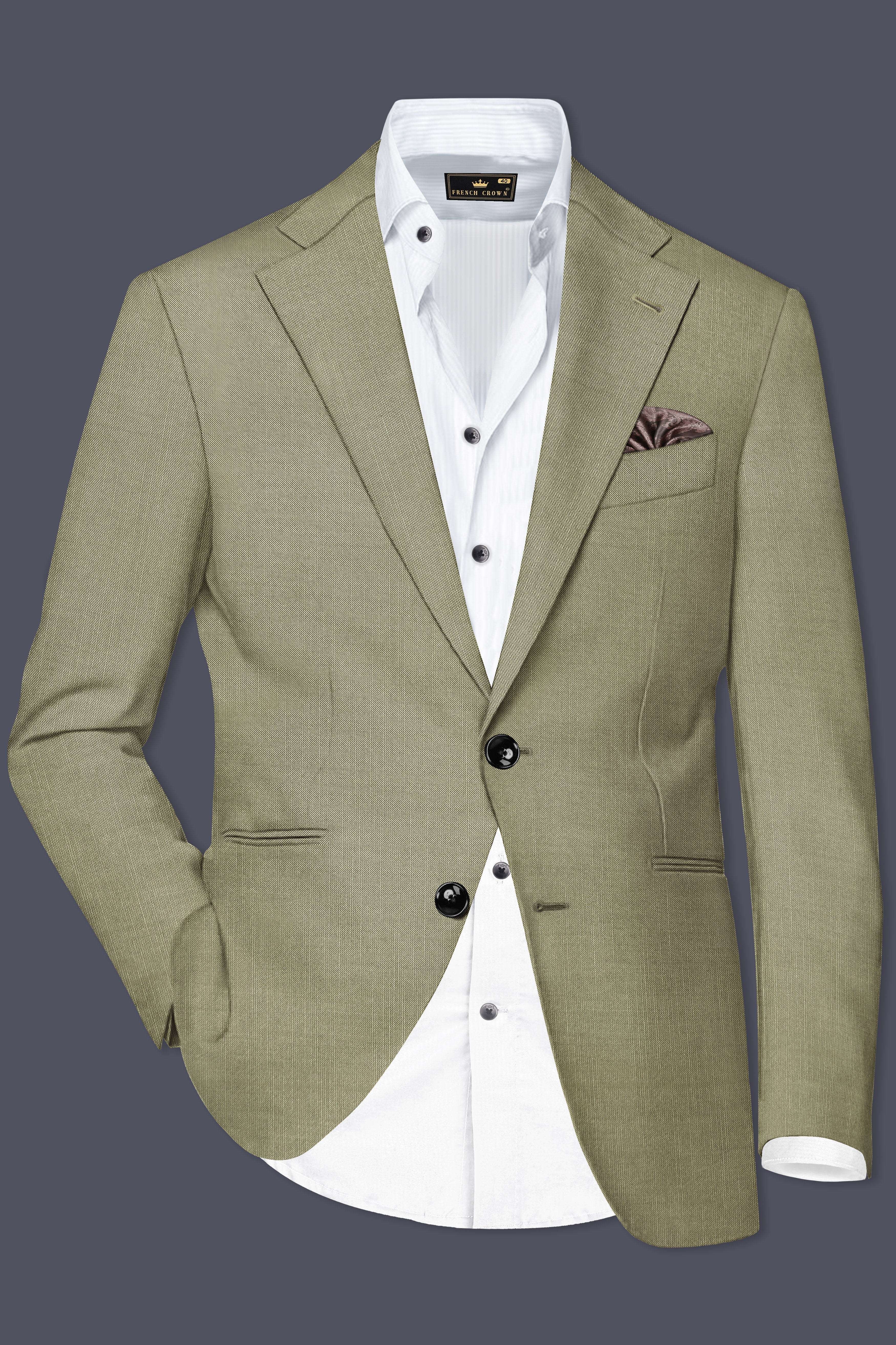 Citron-Lemon Grass Green Solid Wool Rich Single Breasted Stretchable Traveler Blazer