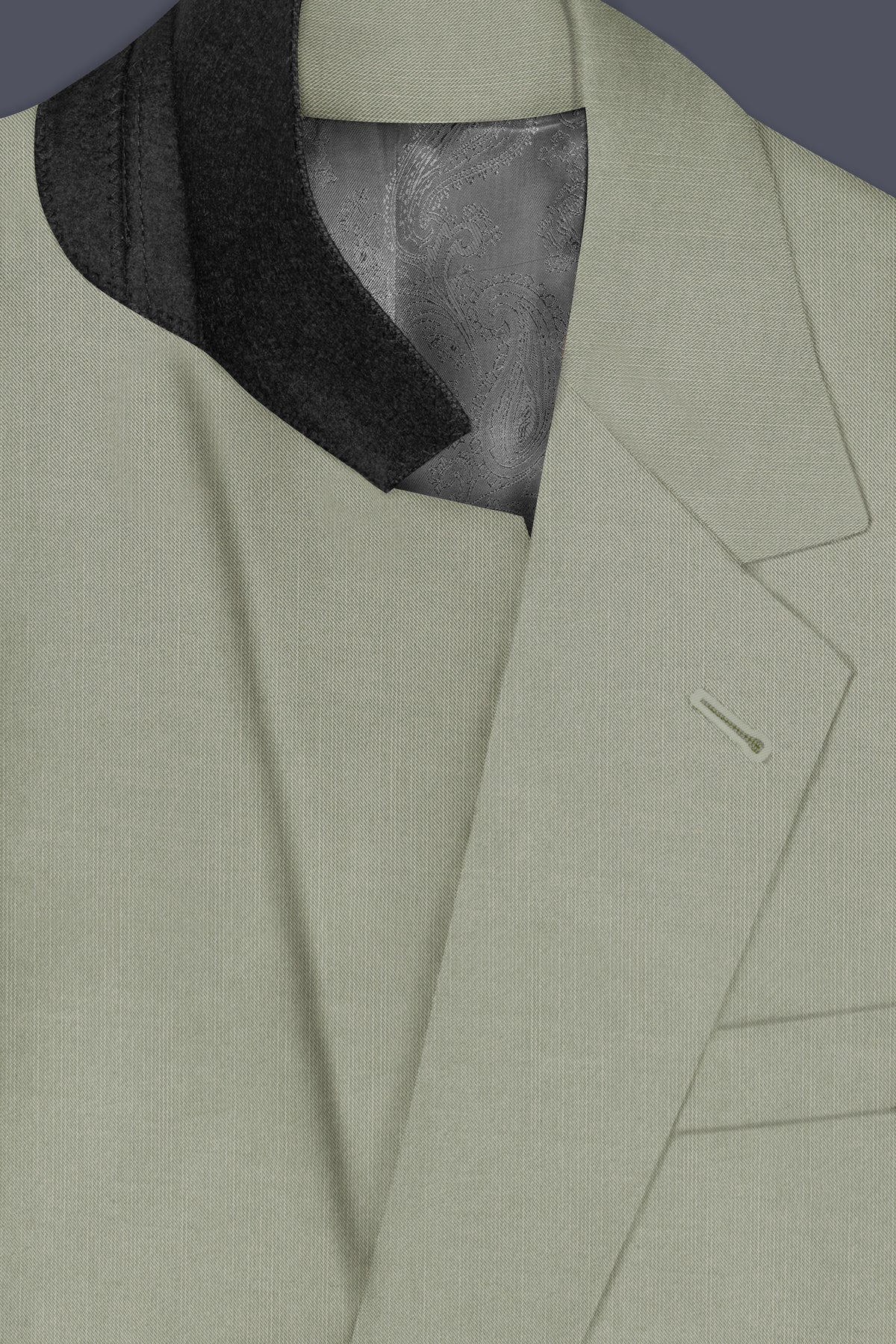Lichen-Norway Green Solid Wool Rich Single Breasted Slight Stretch Blazer