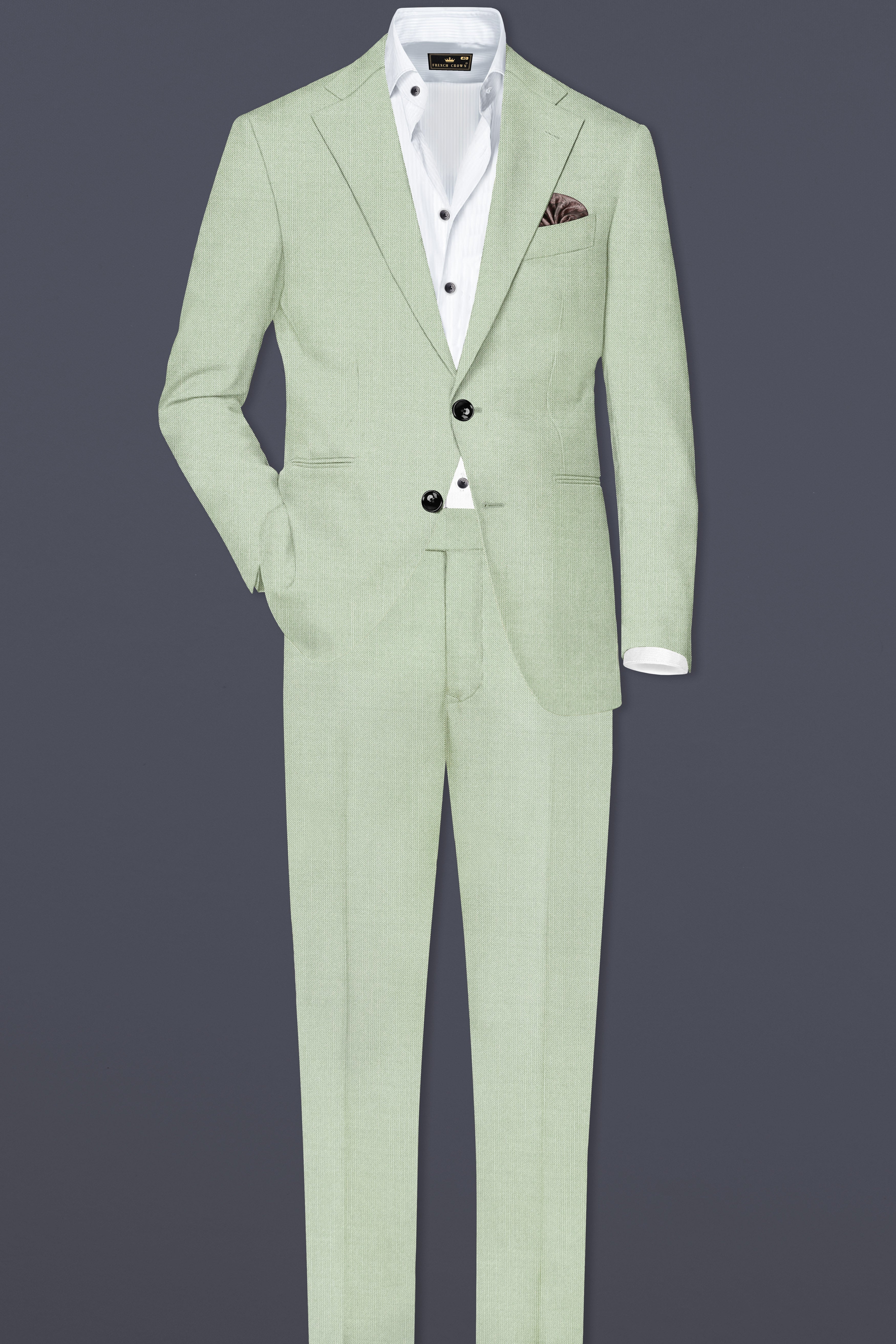 Lichen-Norway Green Solid Wool Rich Single Breasted Stretchable Traveler Blazer