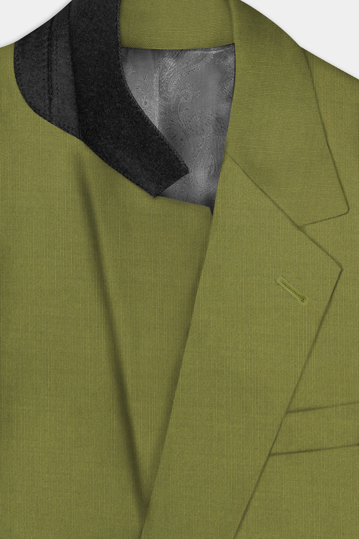 Glade-Muddy Green Solid Wool Rich Single Breasted Slight Stretch Blazer