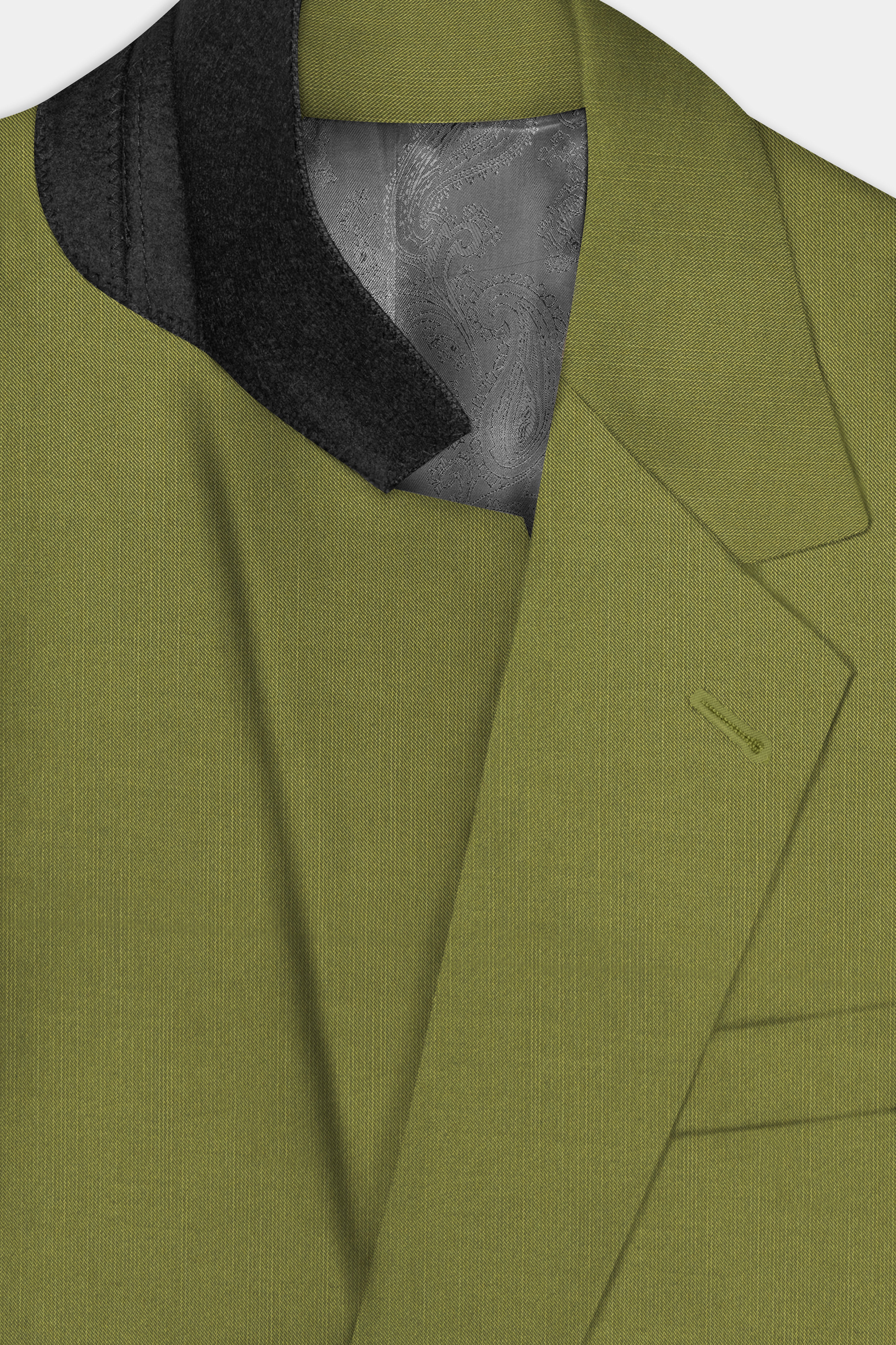 Glade-Muddy Green Solid Wool Rich Single Breasted Slight Stretch Blazer