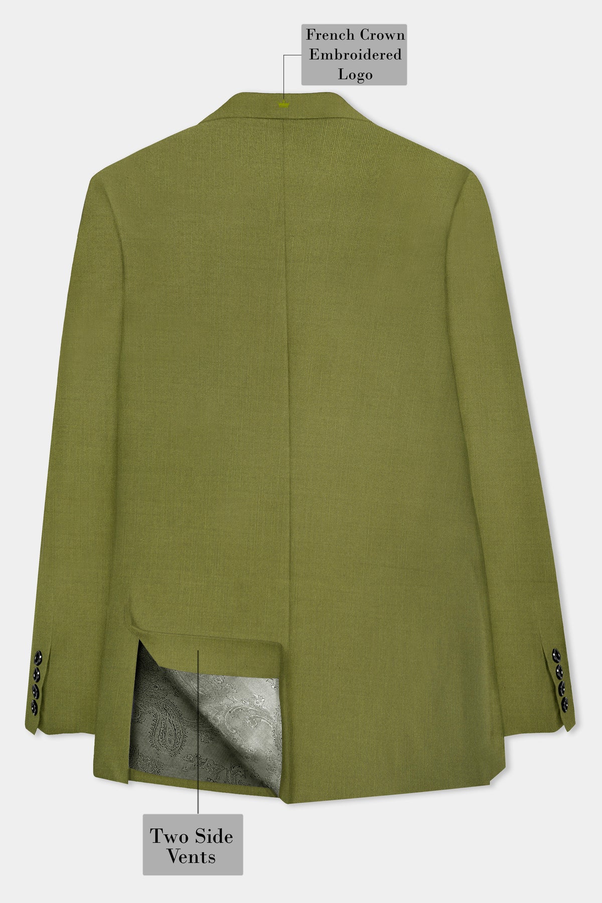 Glade-Muddy Green Solid Wool Rich Single Breasted Slight Stretch Blazer