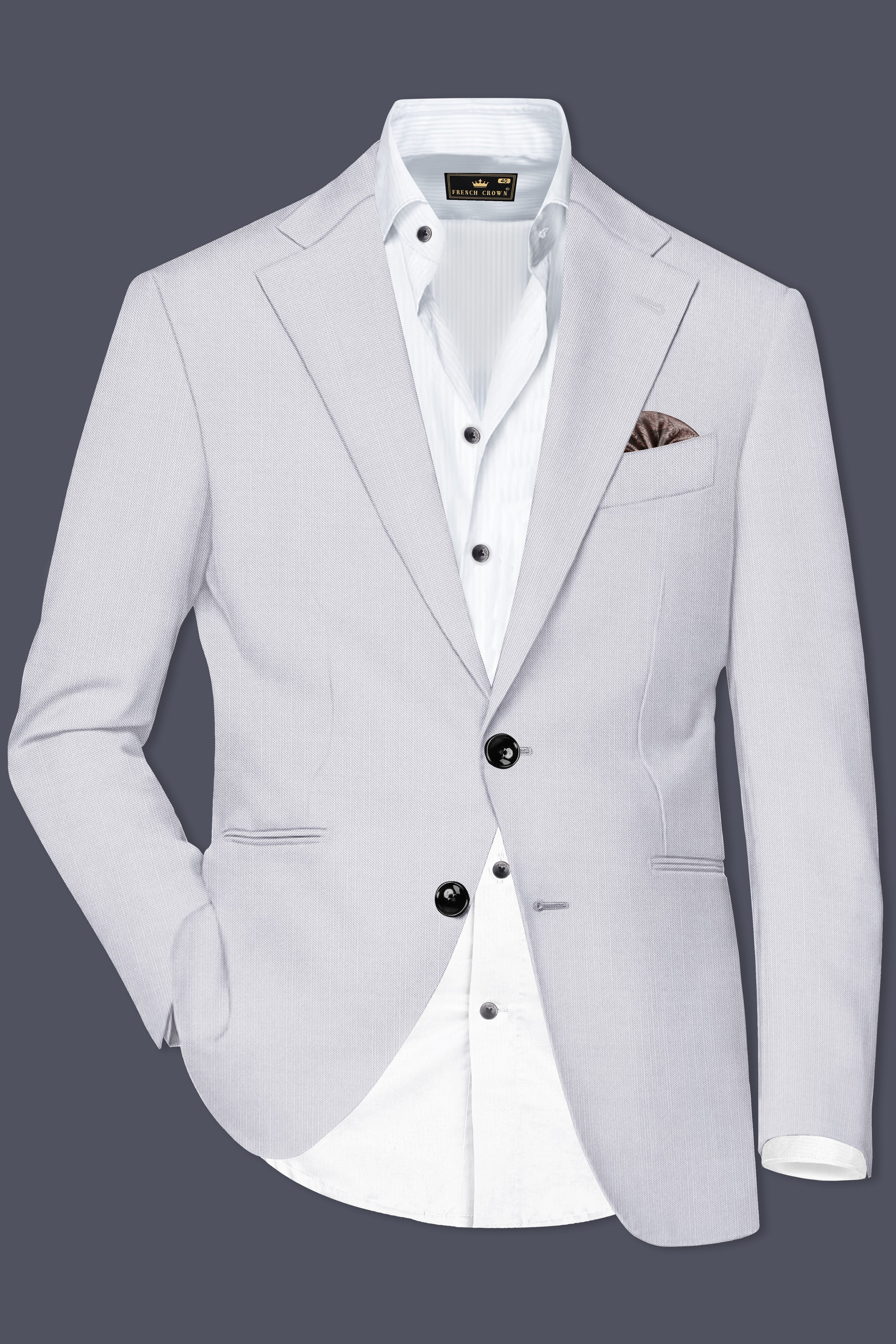 Cinder-Mischka Gray Solid Wool Rich Single Breasted Stretchable Traveler Blazer