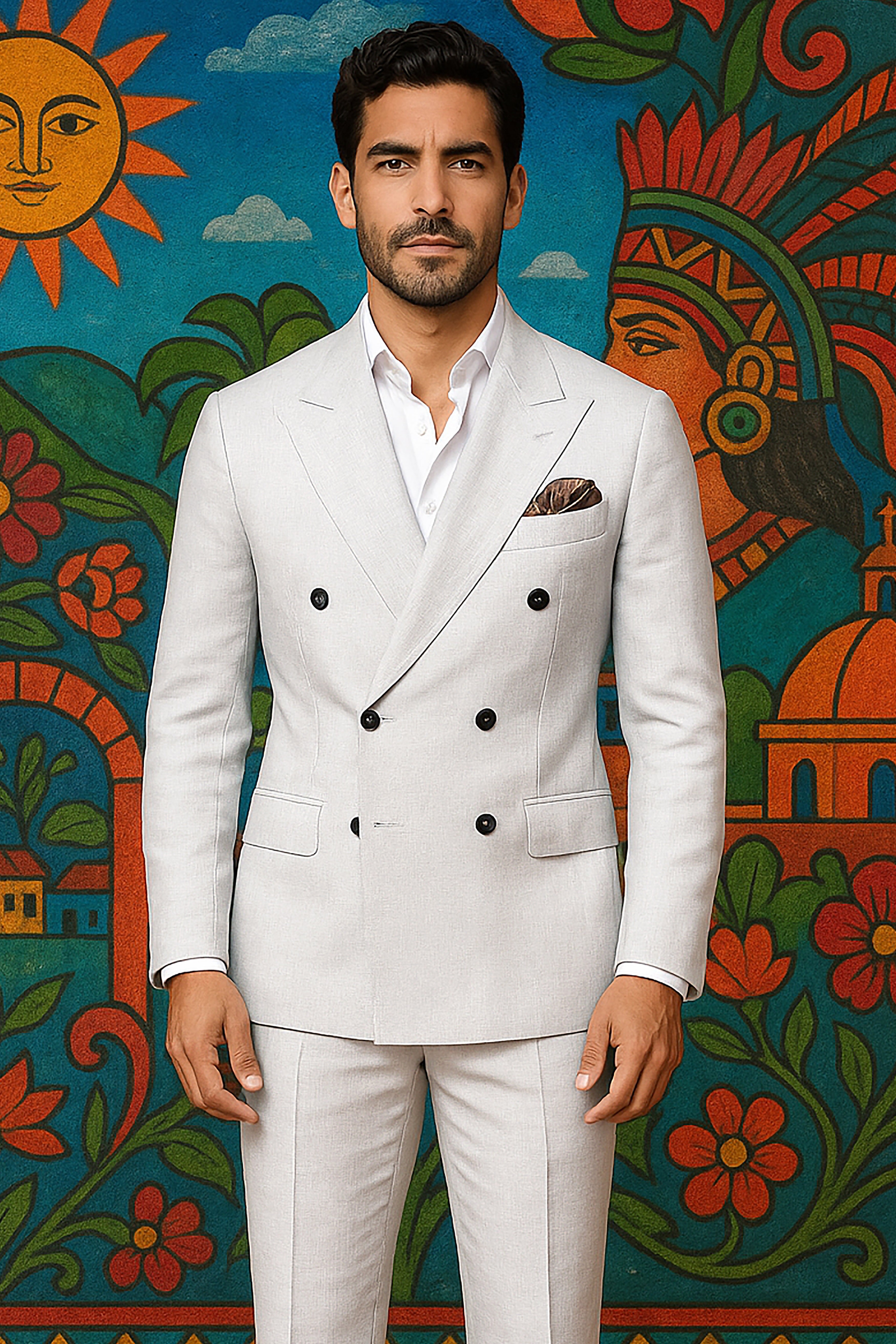 Granite-Alto Gray Solid Wool Rich Double Breasted Stretchable Traveler Blazer