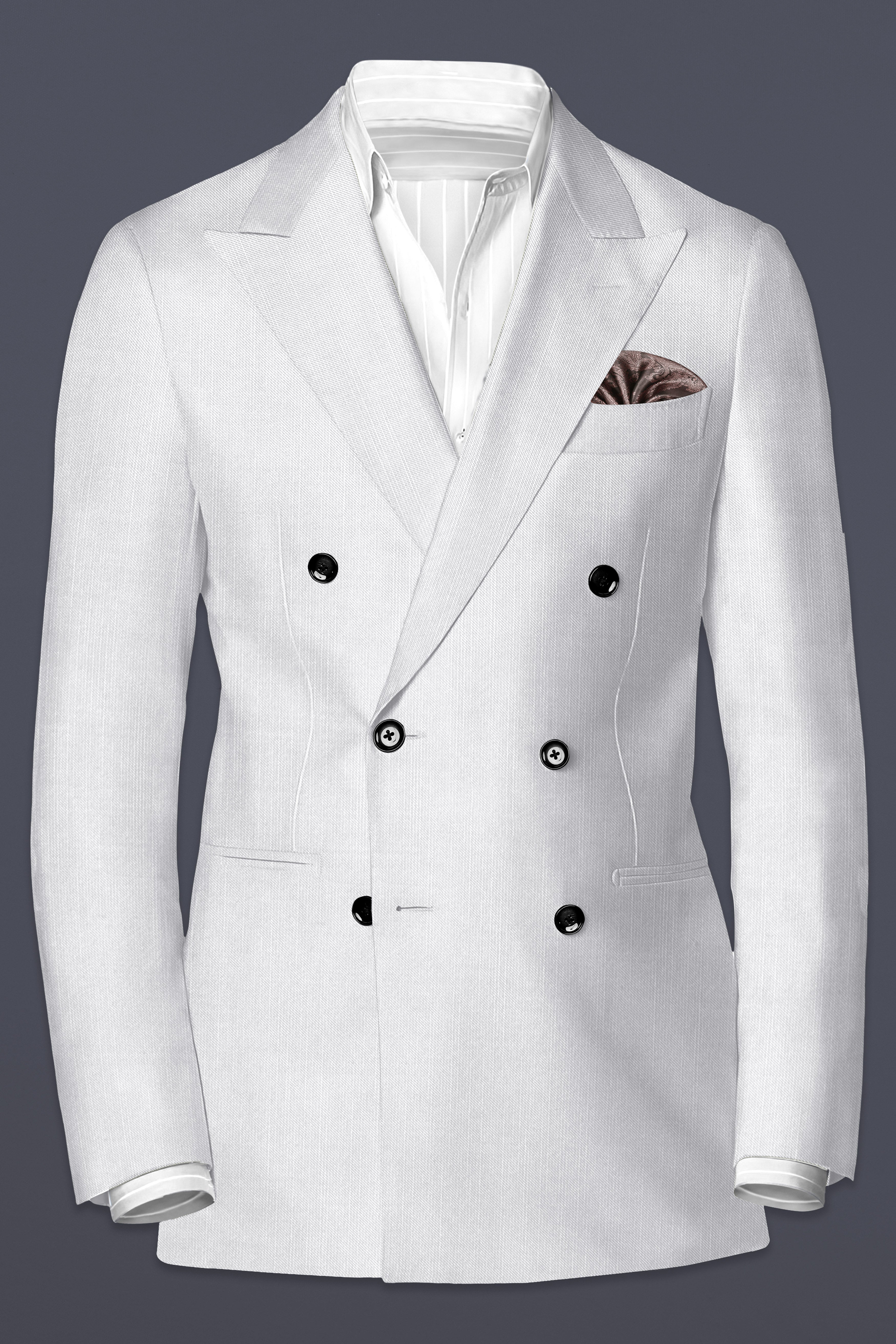 Granite-Alto Gray Solid Wool Rich Double Breasted Stretchable Traveler Blazer