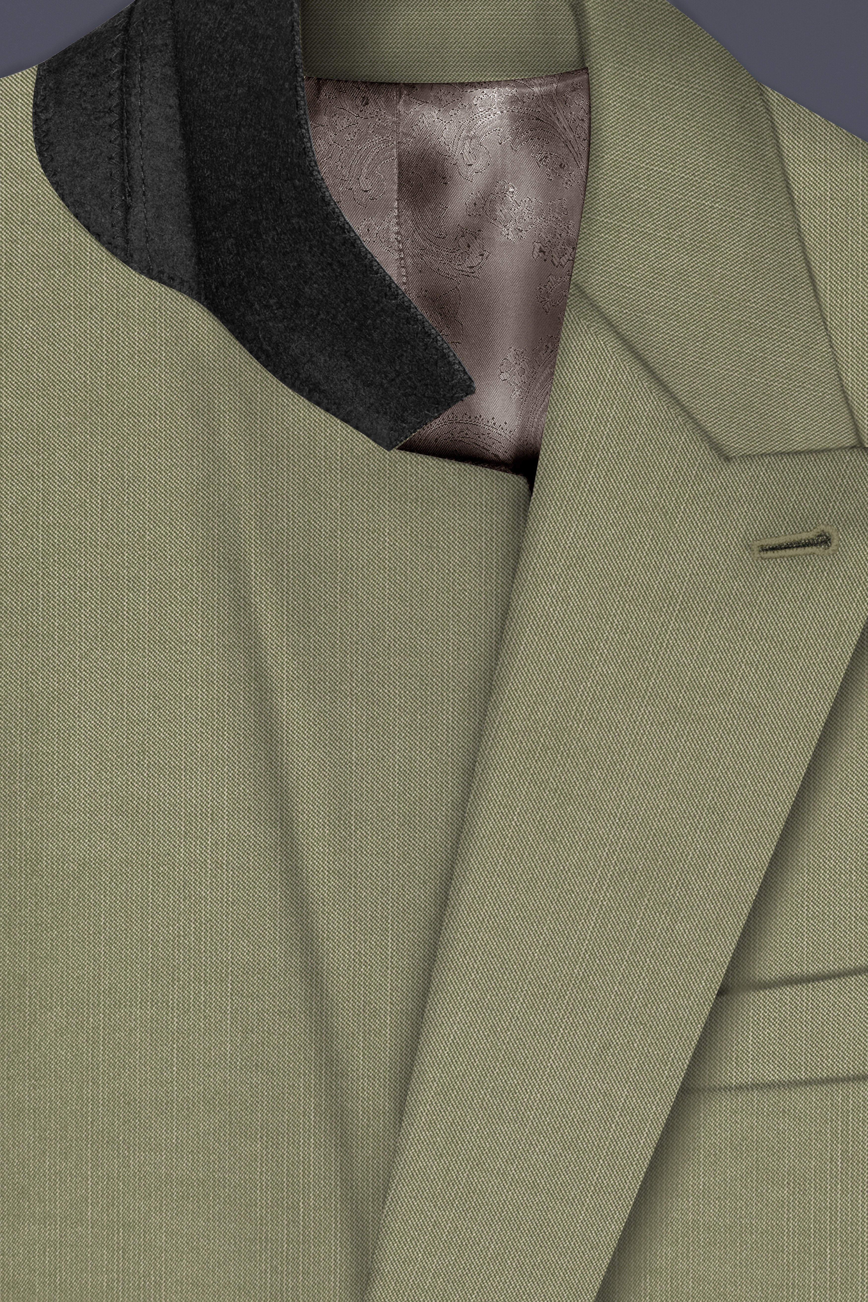 Citron-Lemon Grass Green Solid Wool Rich Double Breasted Slight Stretch Blazer