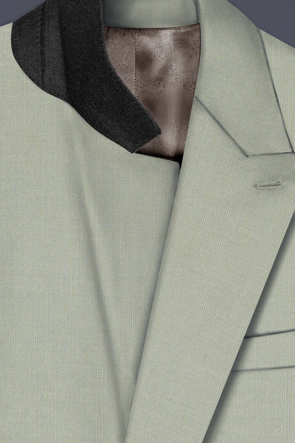 Lichen-Norway Green Solid Wool Rich Double Breasted Slight Stretch Blazer