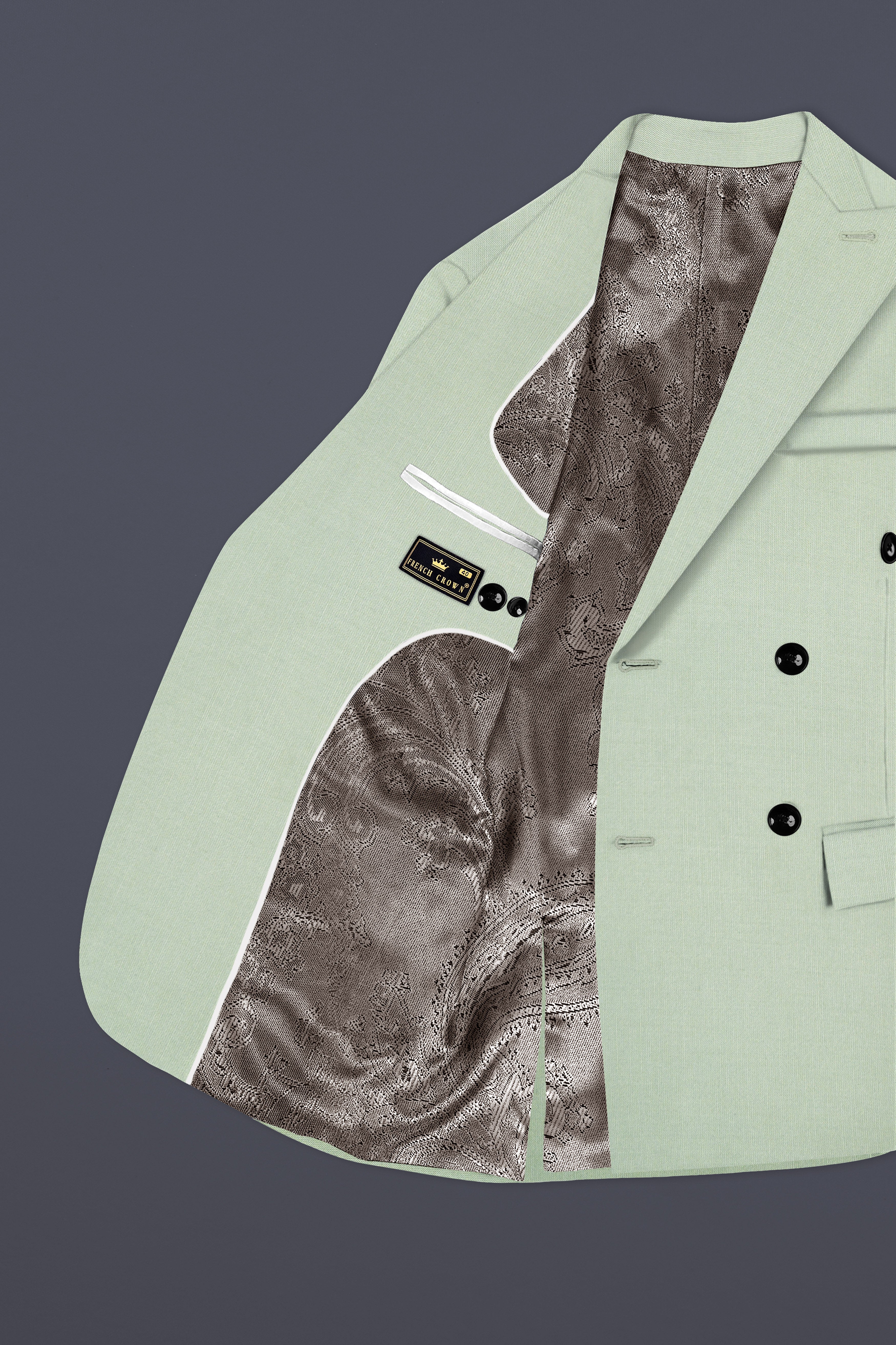 Lichen-Norway Green Solid Wool Rich Double Breasted Stretchable Traveler Blazer