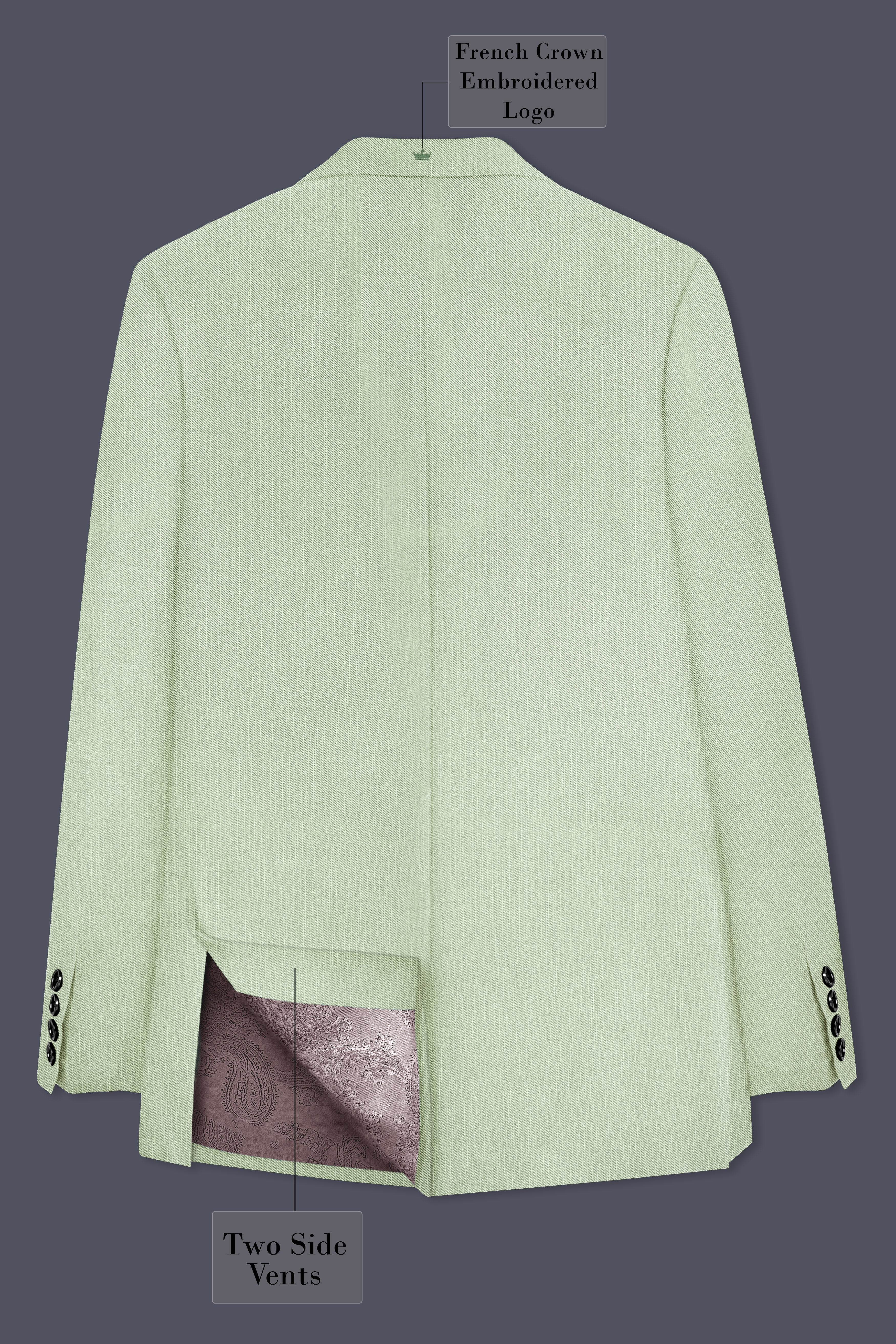 Lichen-Norway Green Solid Wool Rich Double Breasted Stretchable Traveler Blazer