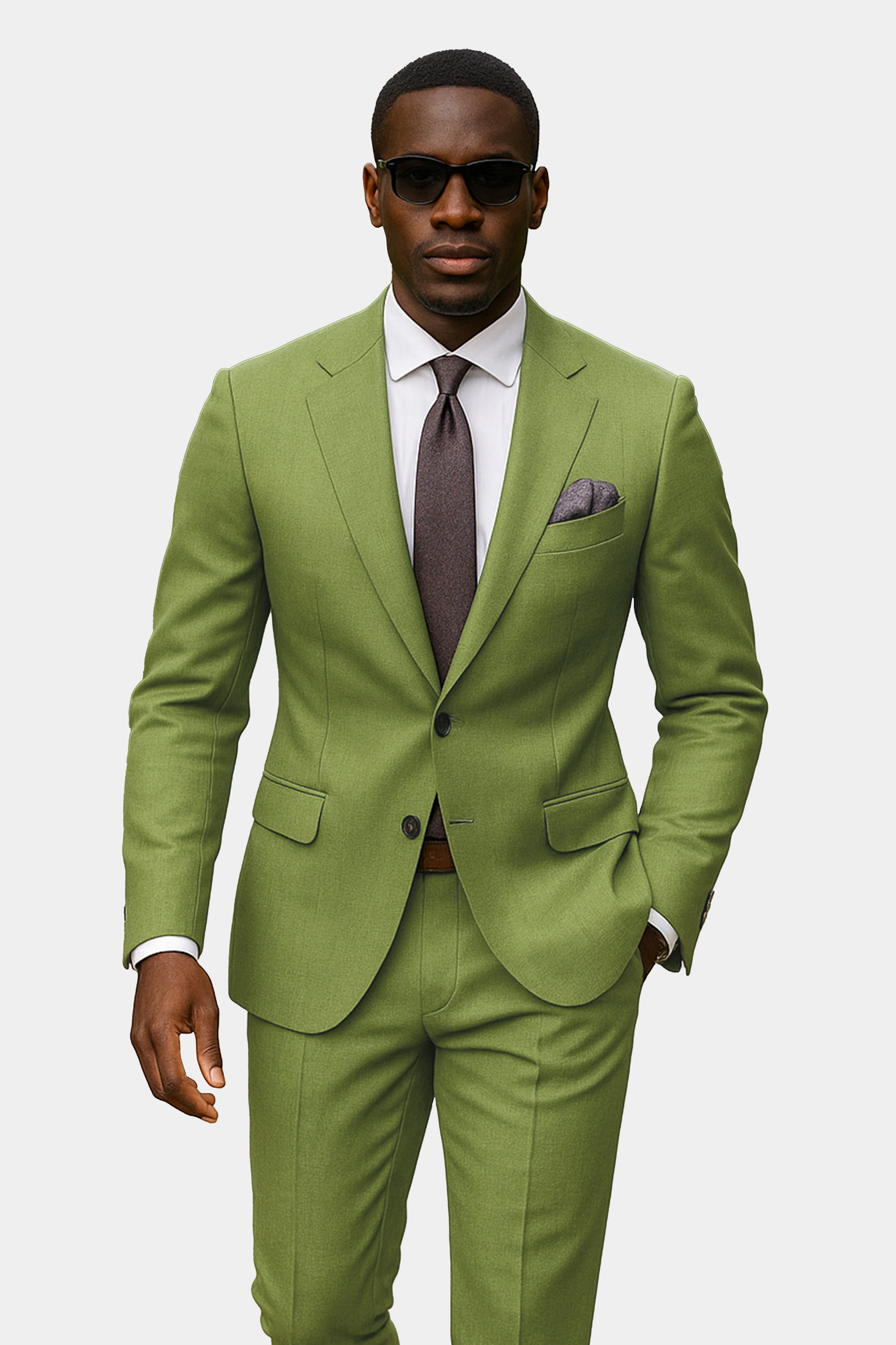 Pistachio-Wasabi Green Solid Wool Rich Double Breasted Slight Stretch Blazer