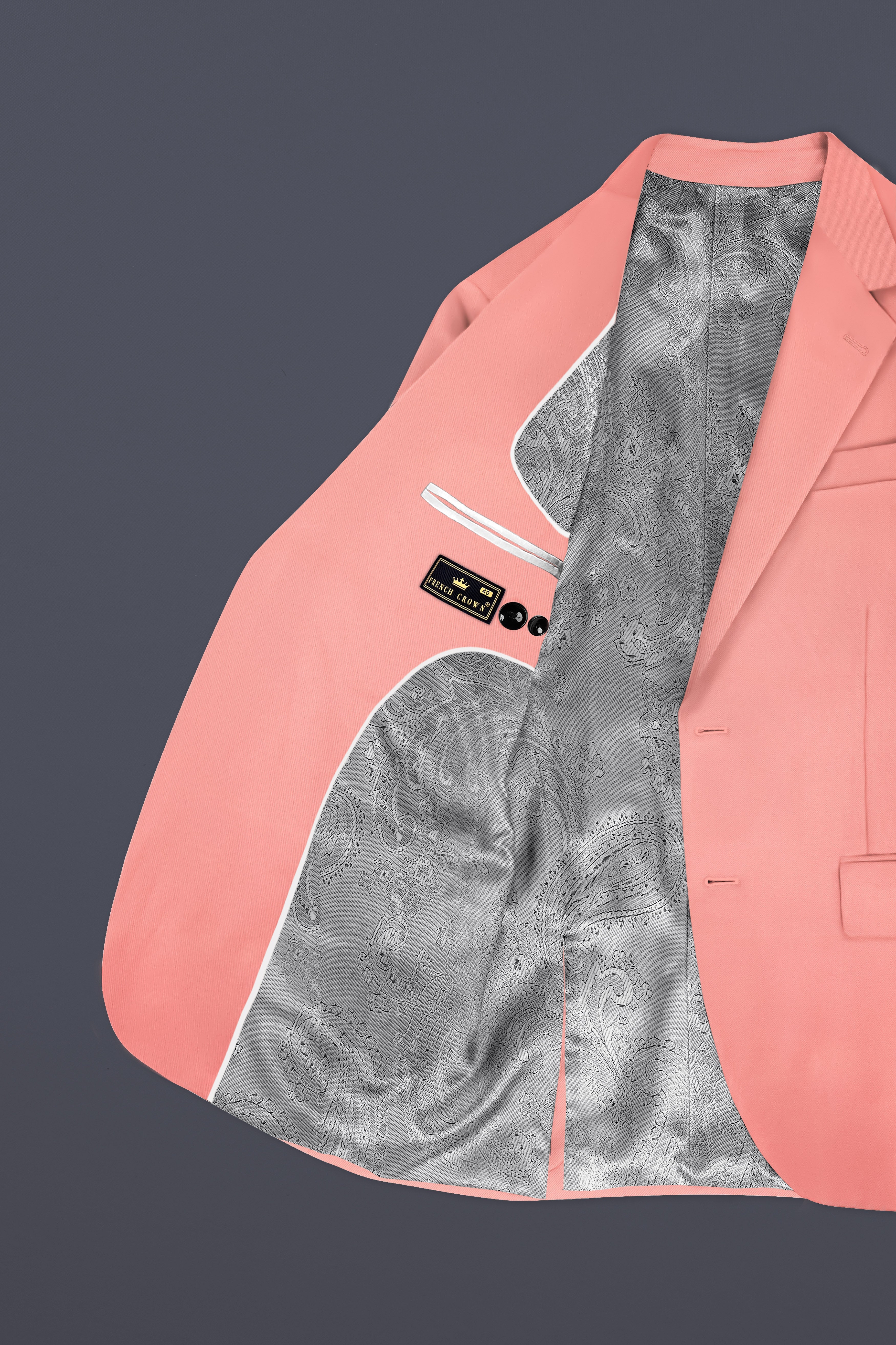Flamingo Pink Solid Cotton Single Breasted Blazer