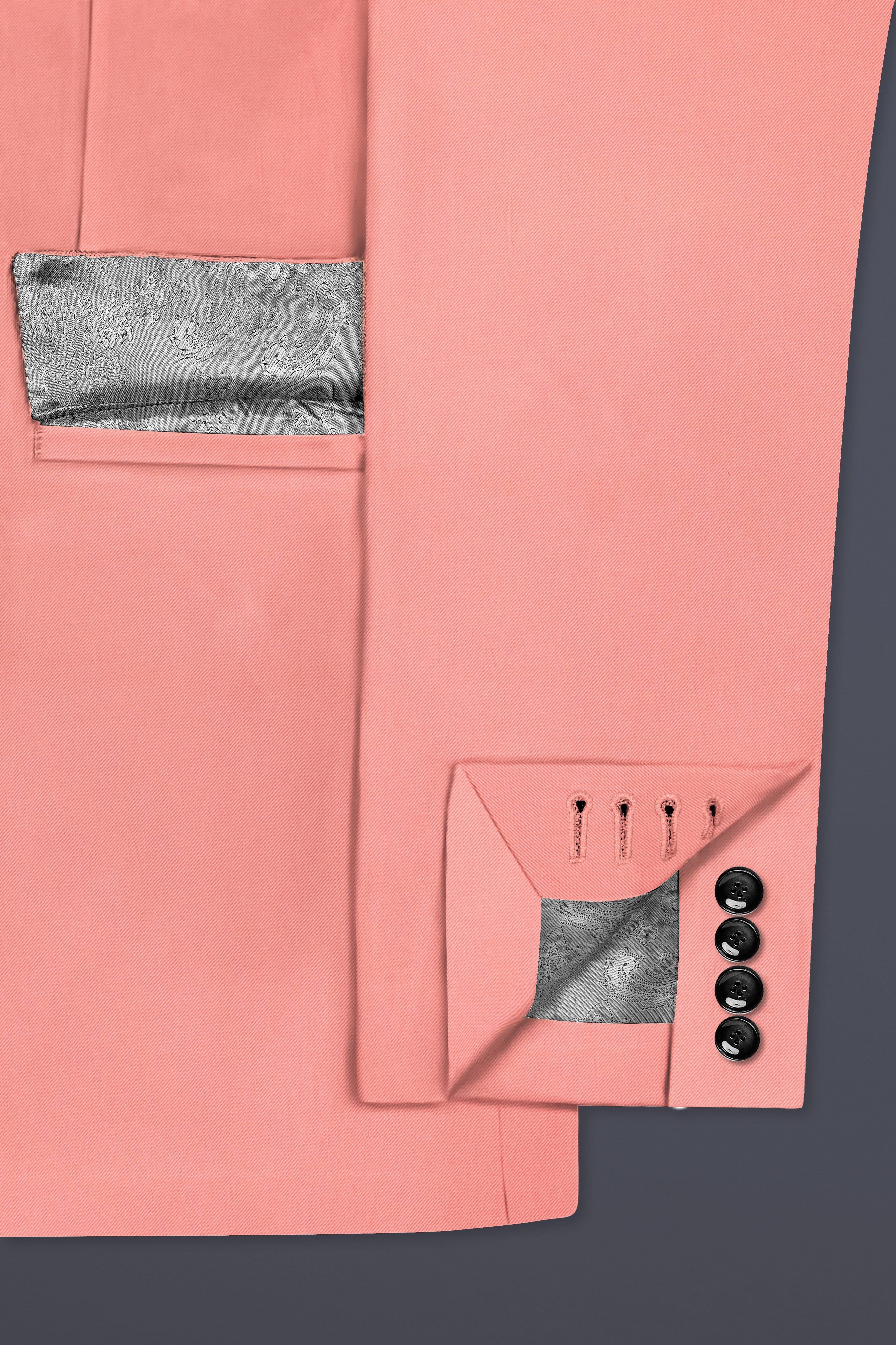 Flamingo Pink Solid Cotton Single Breasted Blazer
