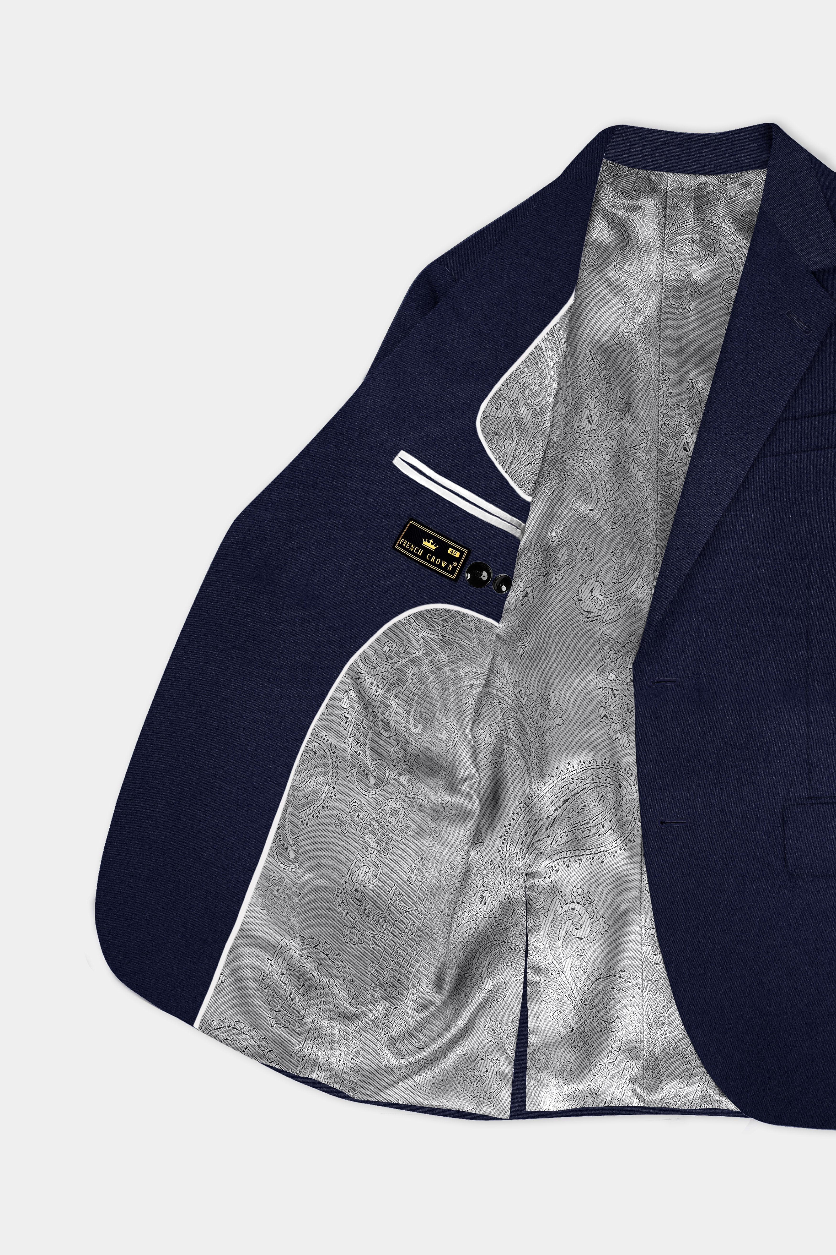 Cinder Blue Solid Cotton Single Breasted Blazer