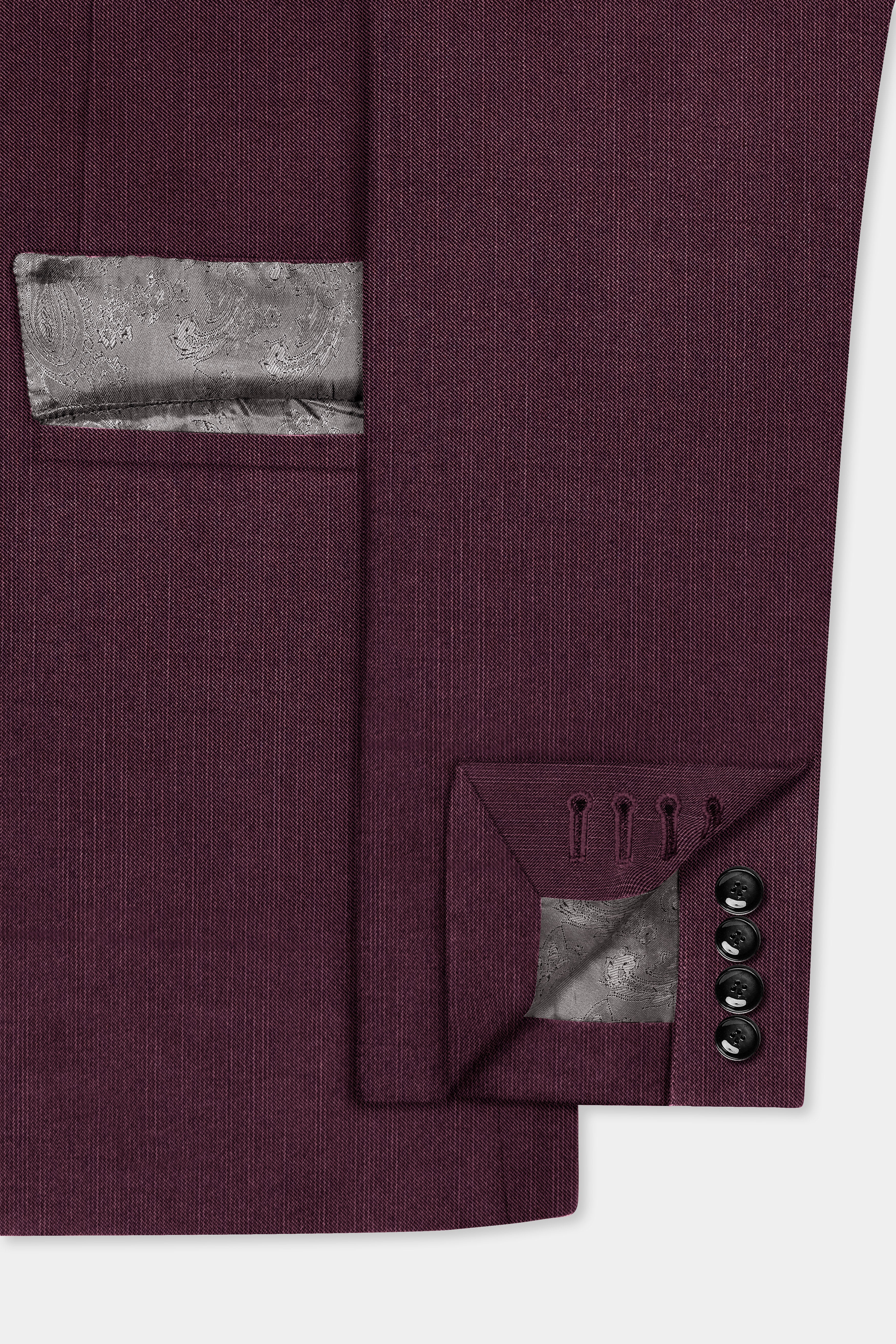 Merlot-Bistre Wine Maroon Solid Wool Rich Single Breasted Slight Stretch Blazer