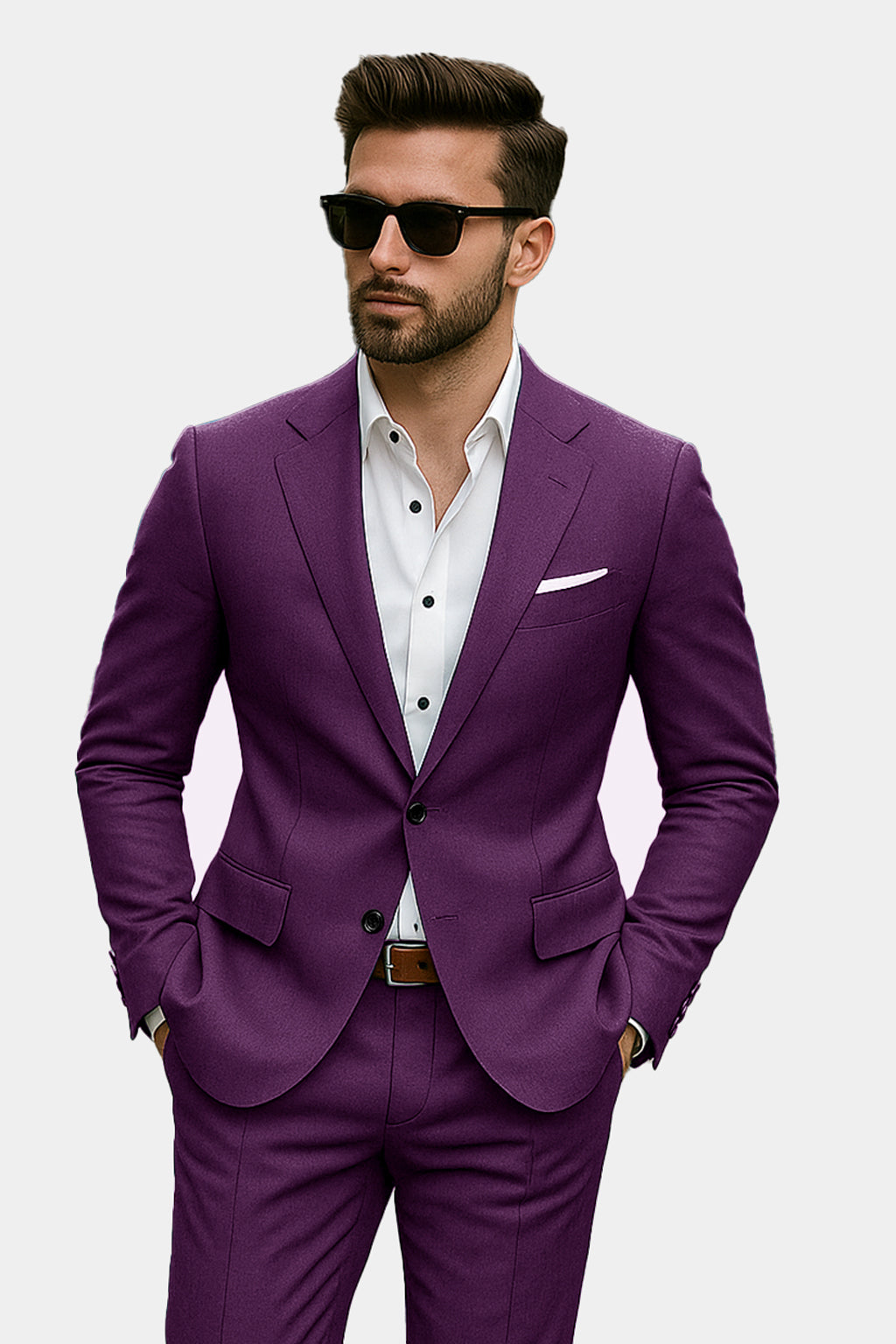 Orchid-Grape Purple Solid Wool Rich Single Breasted Slight Stretch Blazer