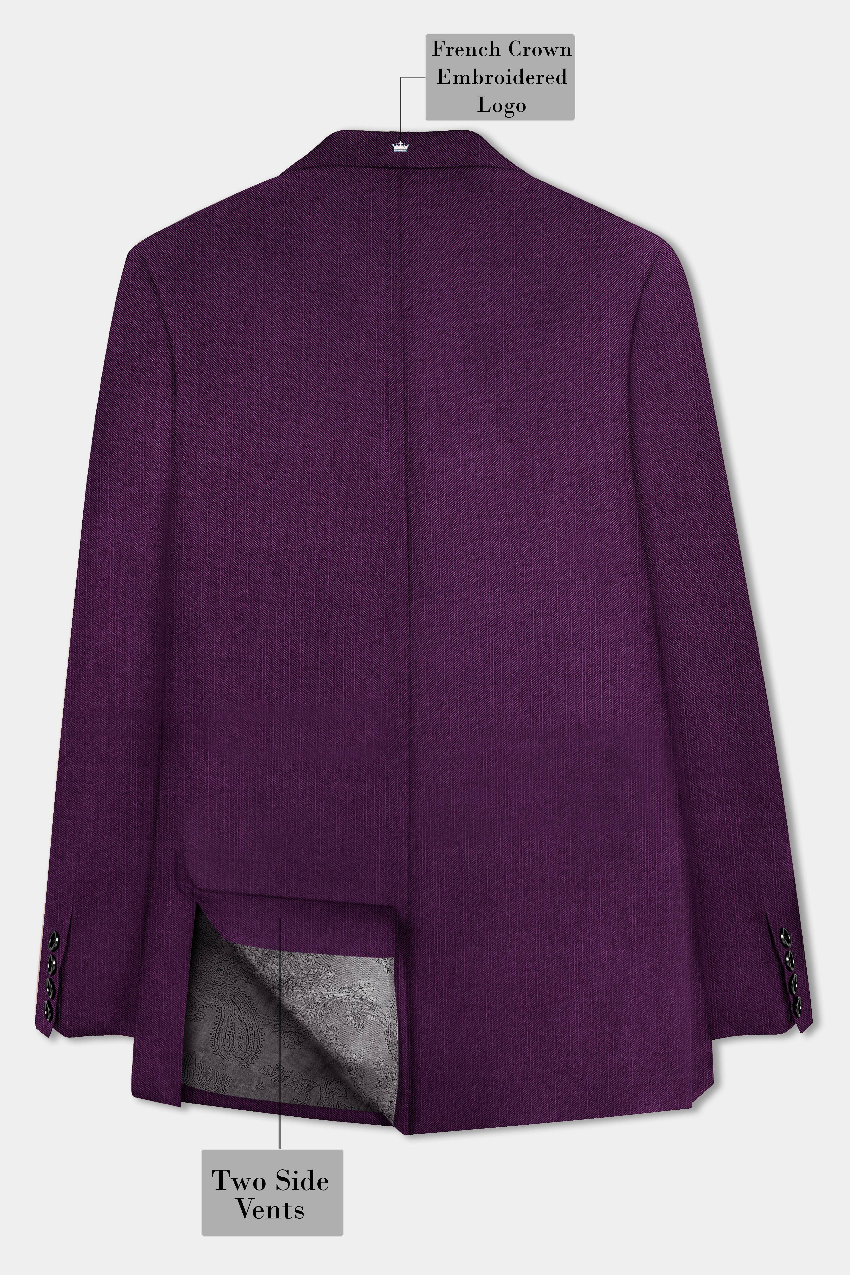 Orchid-Grape Purple Solid Wool Rich Single Breasted Slight Stretch Blazer