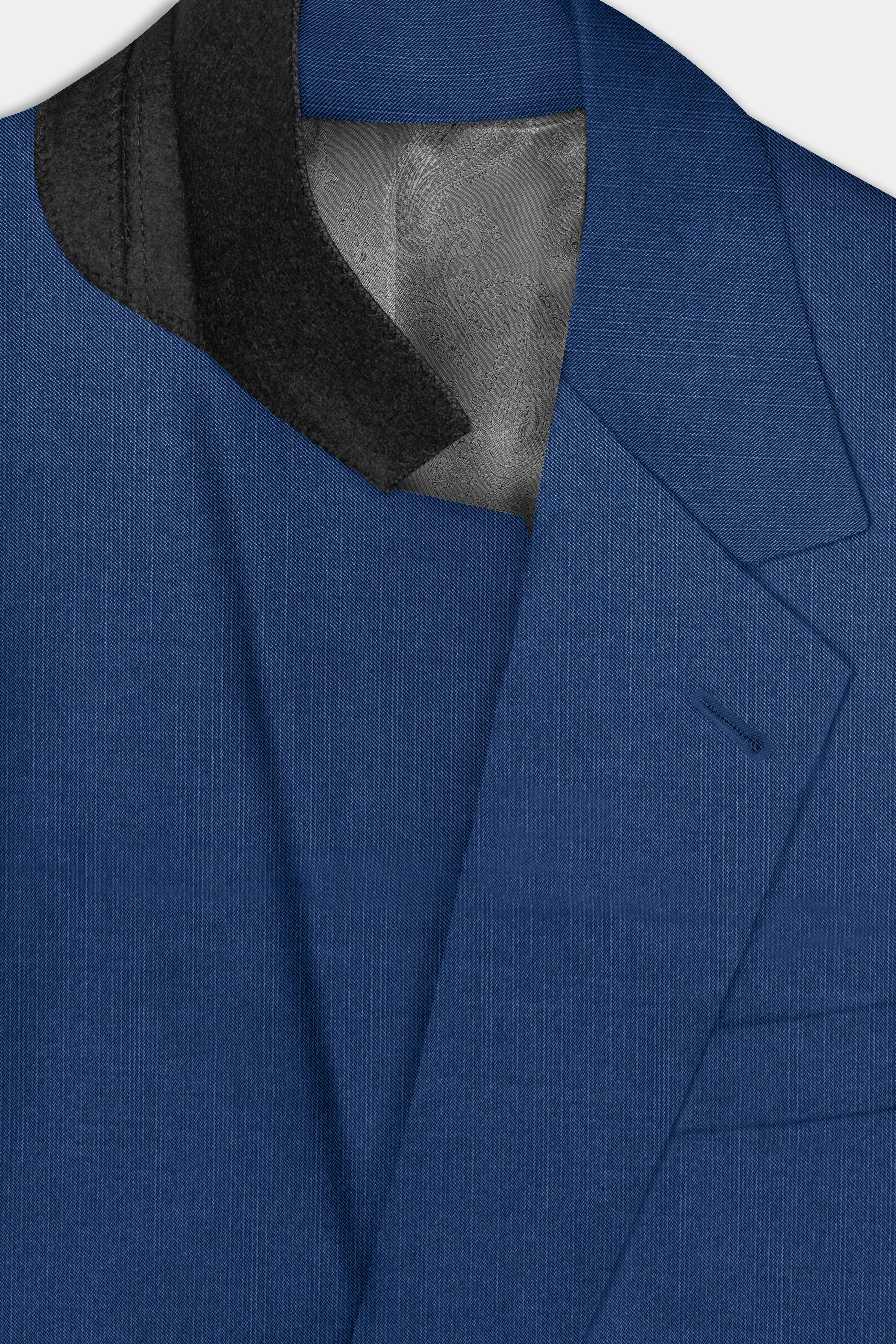 Marinoir-Cello Blue Solid Wool Rich Single Breasted Stretchable traveler Blazer