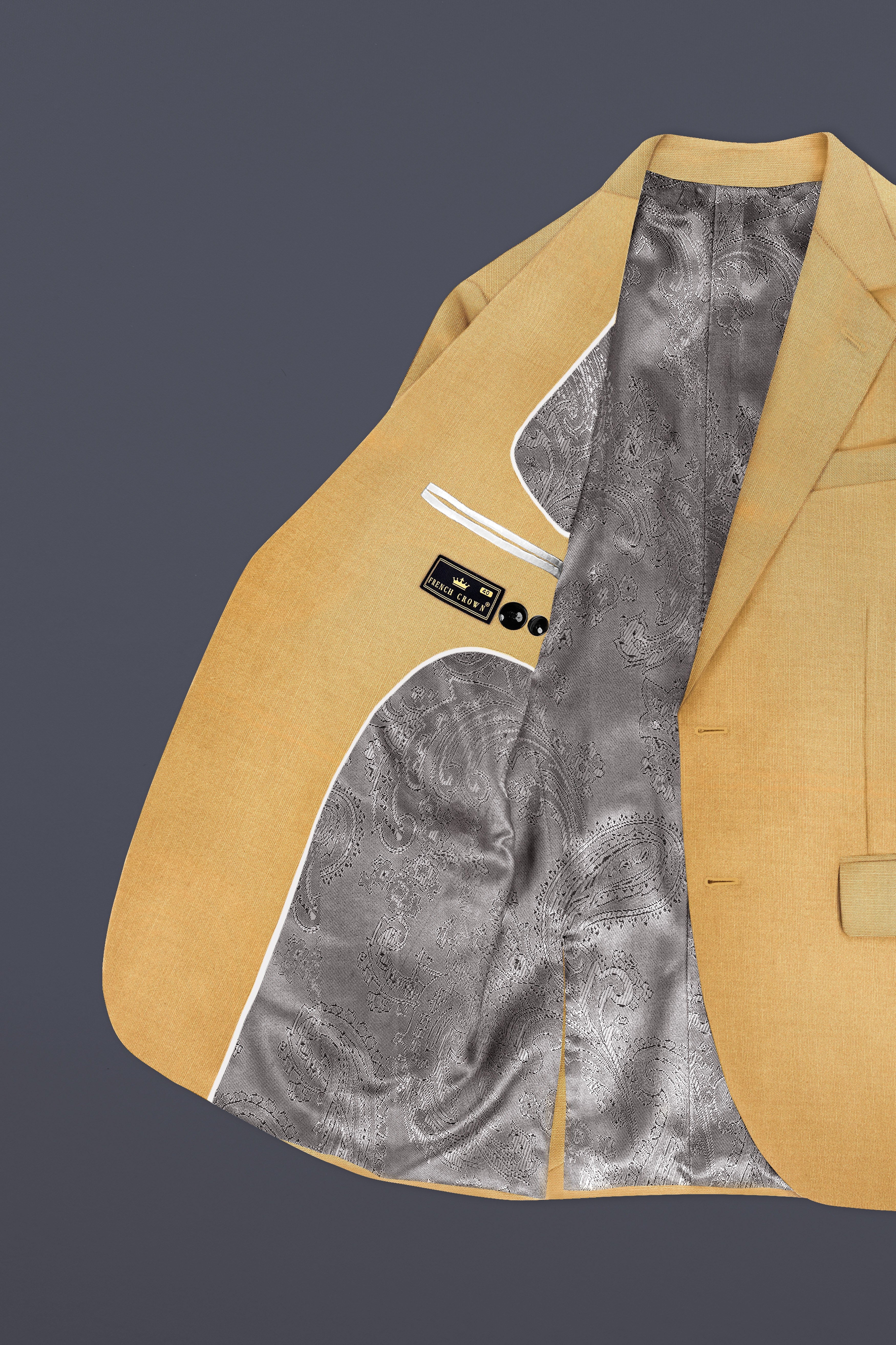Marula-Desert Yellow Solid Wool Rich Single Breasted Stretchable traveler Blazer
