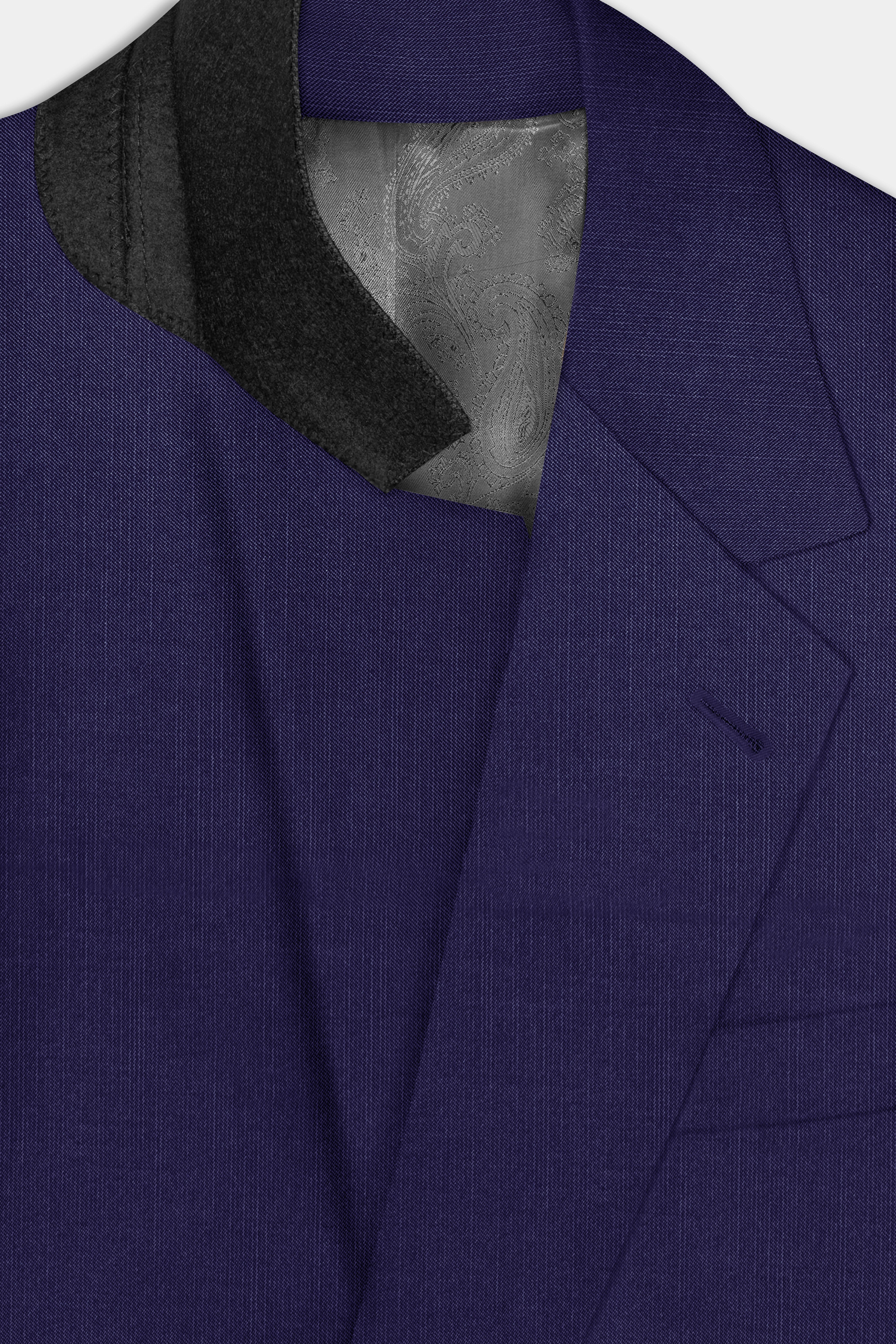 Triton-Martinique Blue Solid Wool Rich Single Breasted Stretchable traveler Blazer