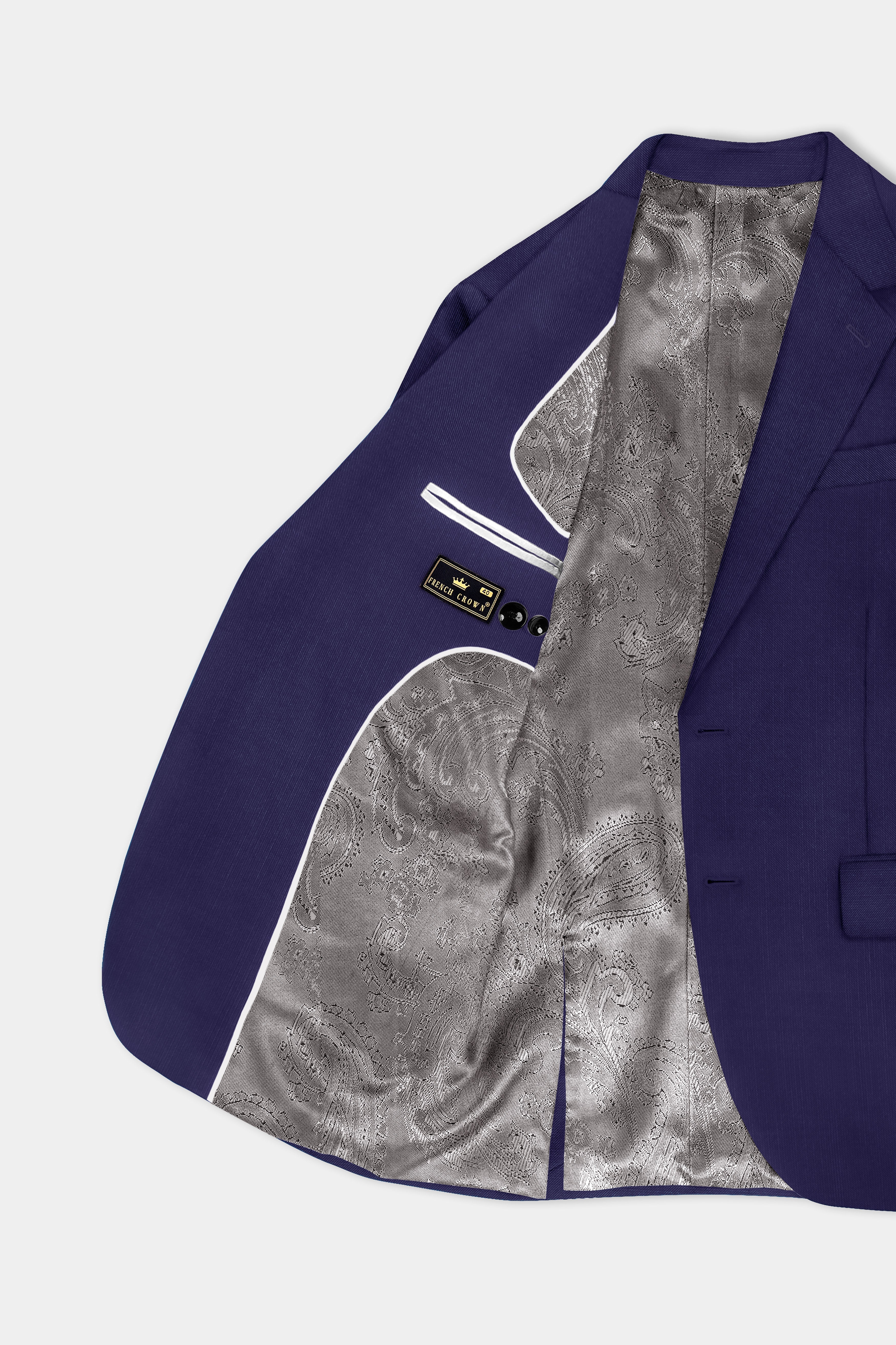 Triton-Martinique Blue Solid Wool Rich Single Breasted Stretchable traveler Blazer