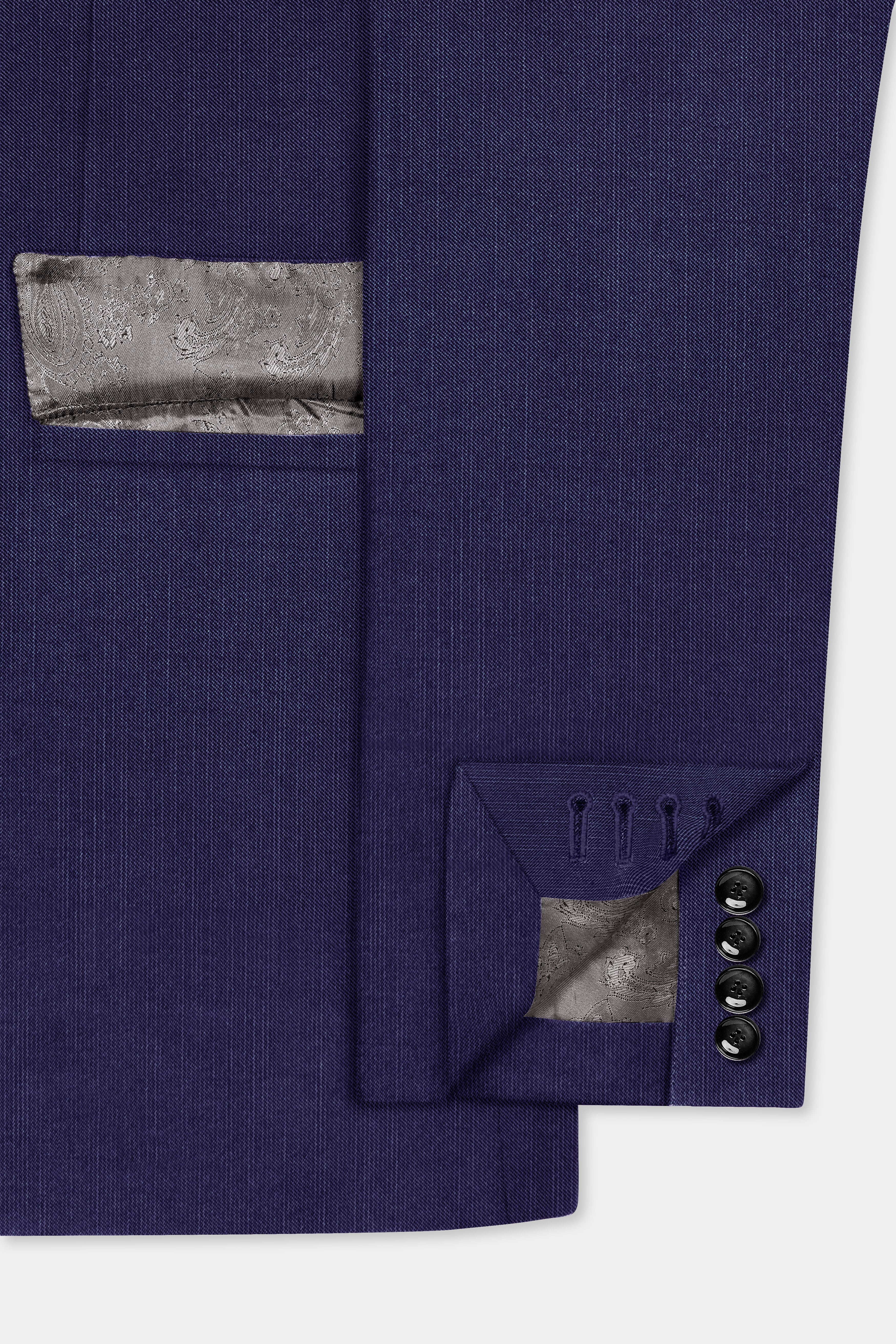 Triton-Martinique Blue Solid Wool Rich Single Breasted Stretchable traveler Blazer