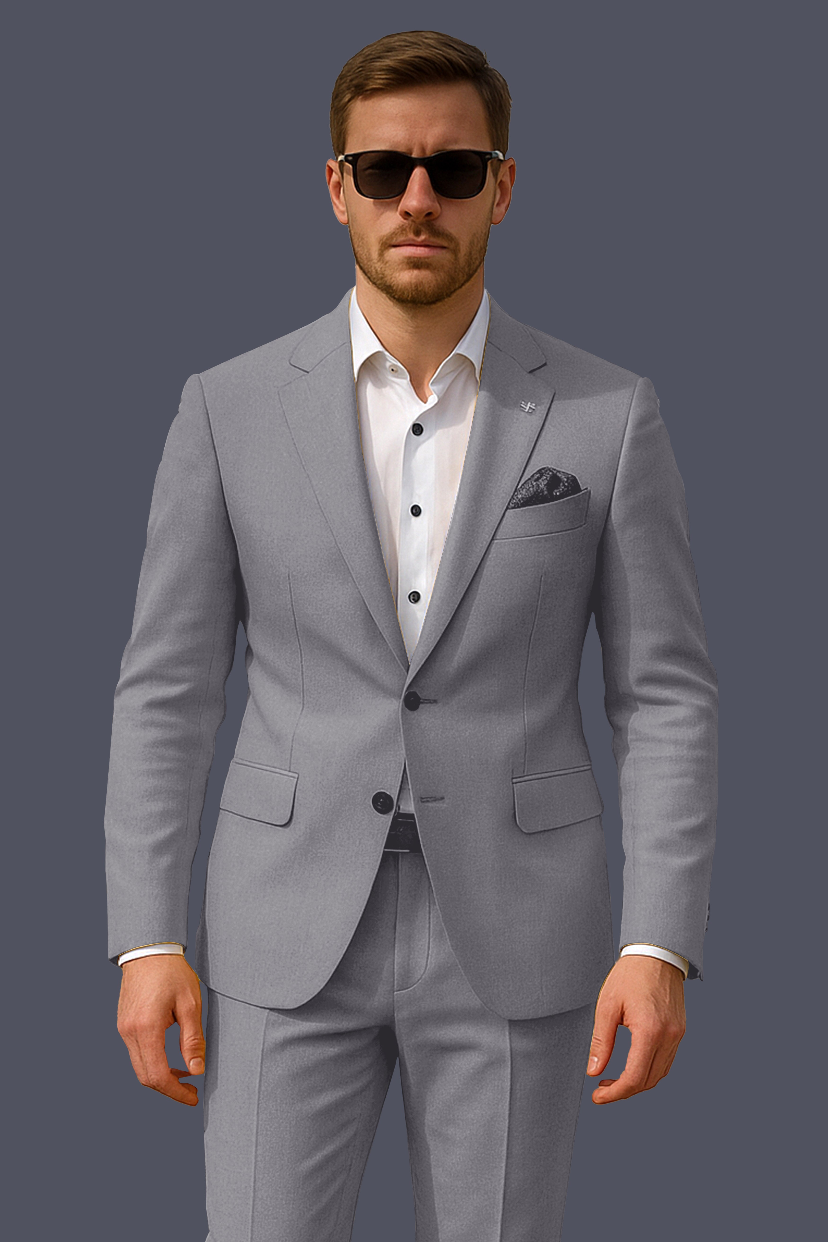 Dorian-Friar Gray Solid Wool Rich Single Breasted Slight Stretch Blazer
