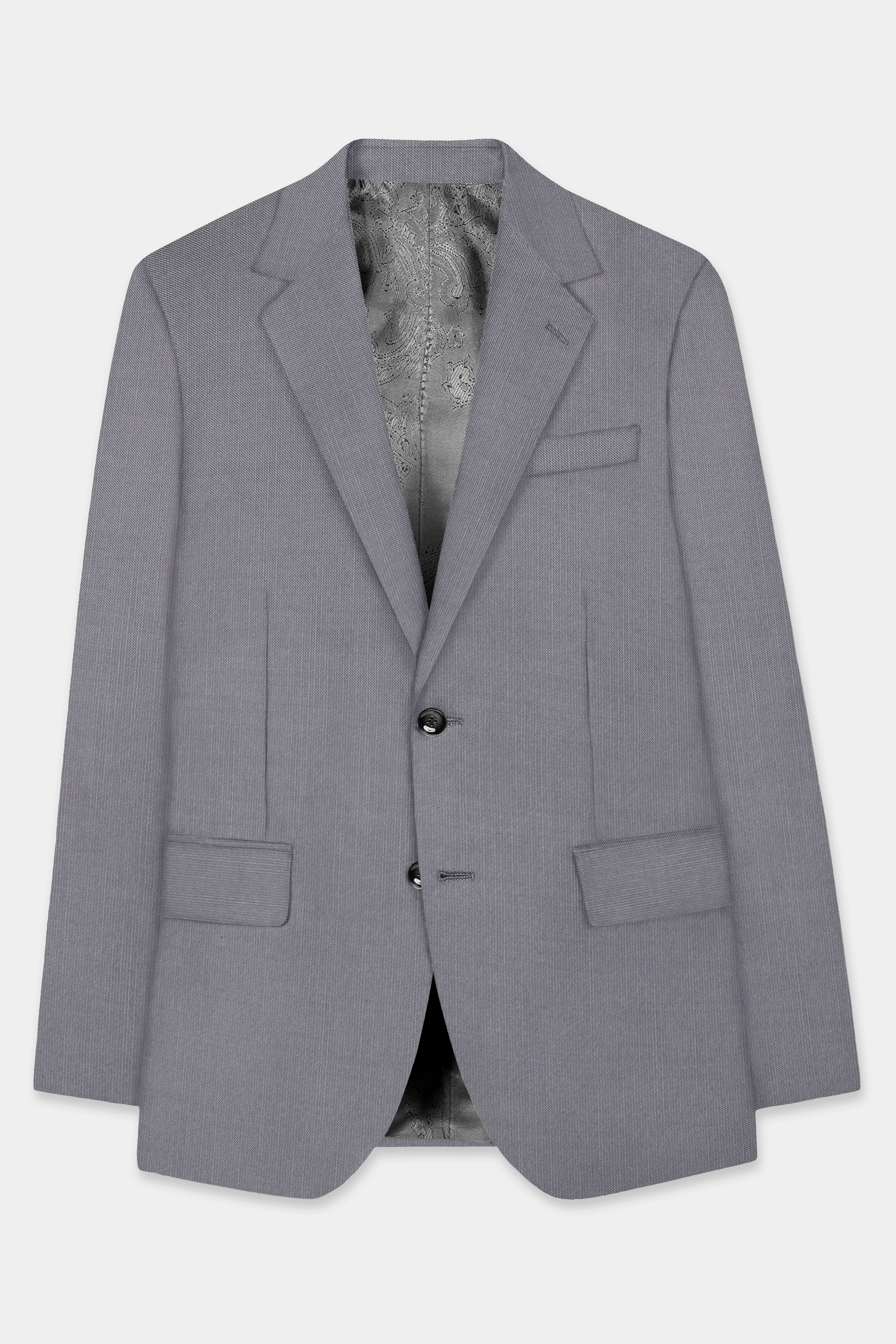 Dorian-Friar Gray Solid Wool Rich Single Breasted Stretchable traveler Blazer