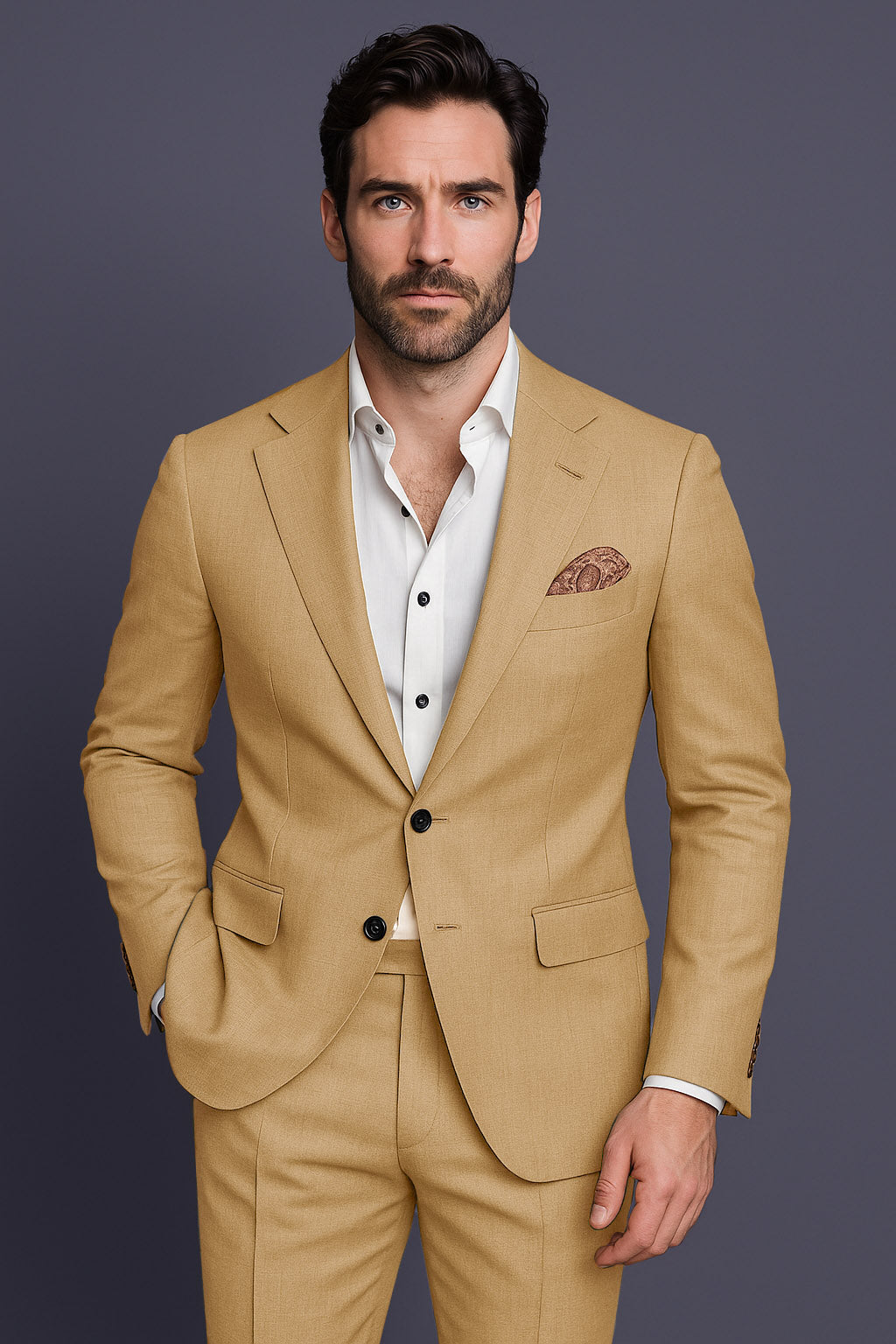 Sepia-Twine Brown Solid Wool Rich Single Breasted Stretchable traveler Blazer