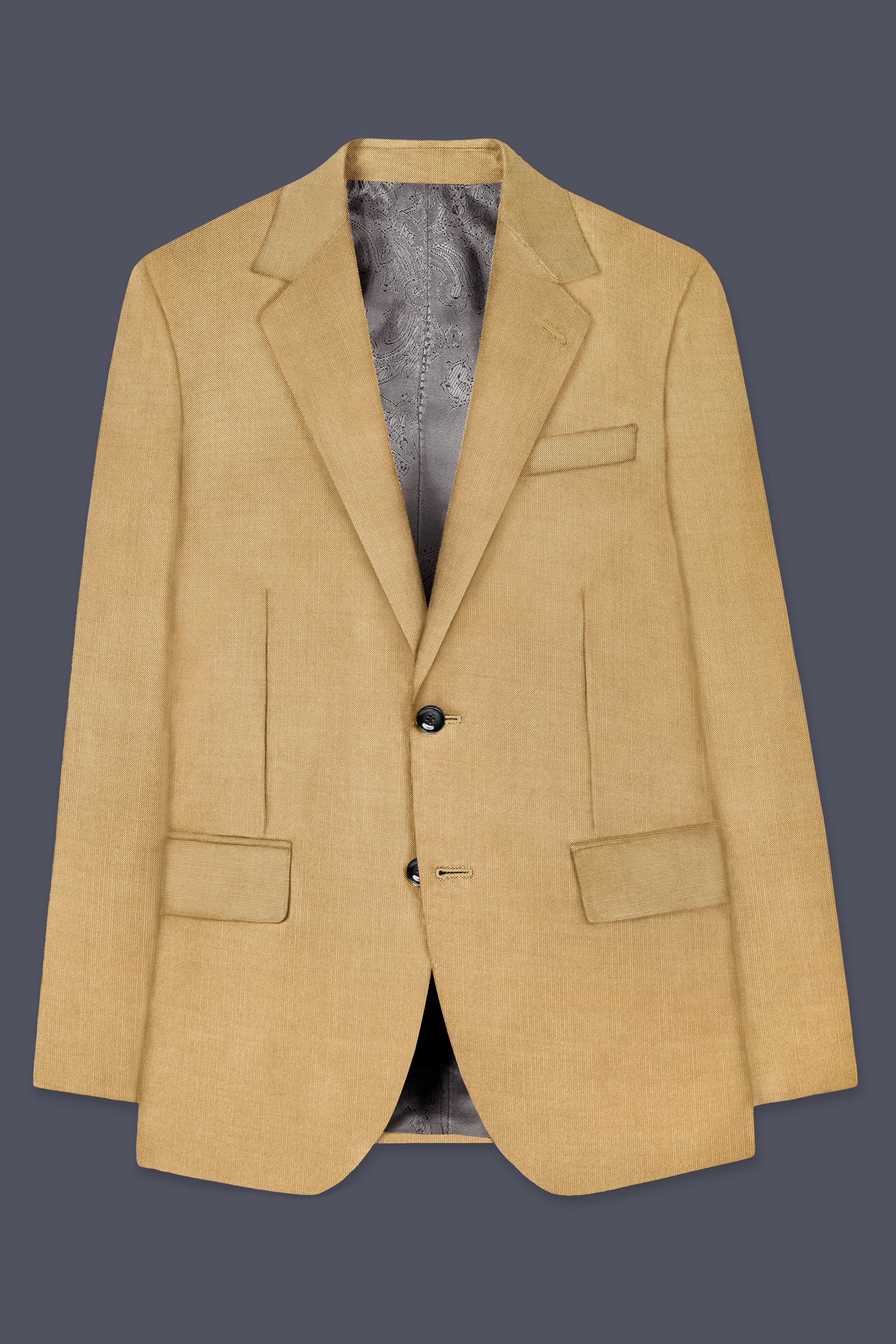 Sepia-Twine Brown Solid Wool Rich Single Breasted Slight Stretch Blazer