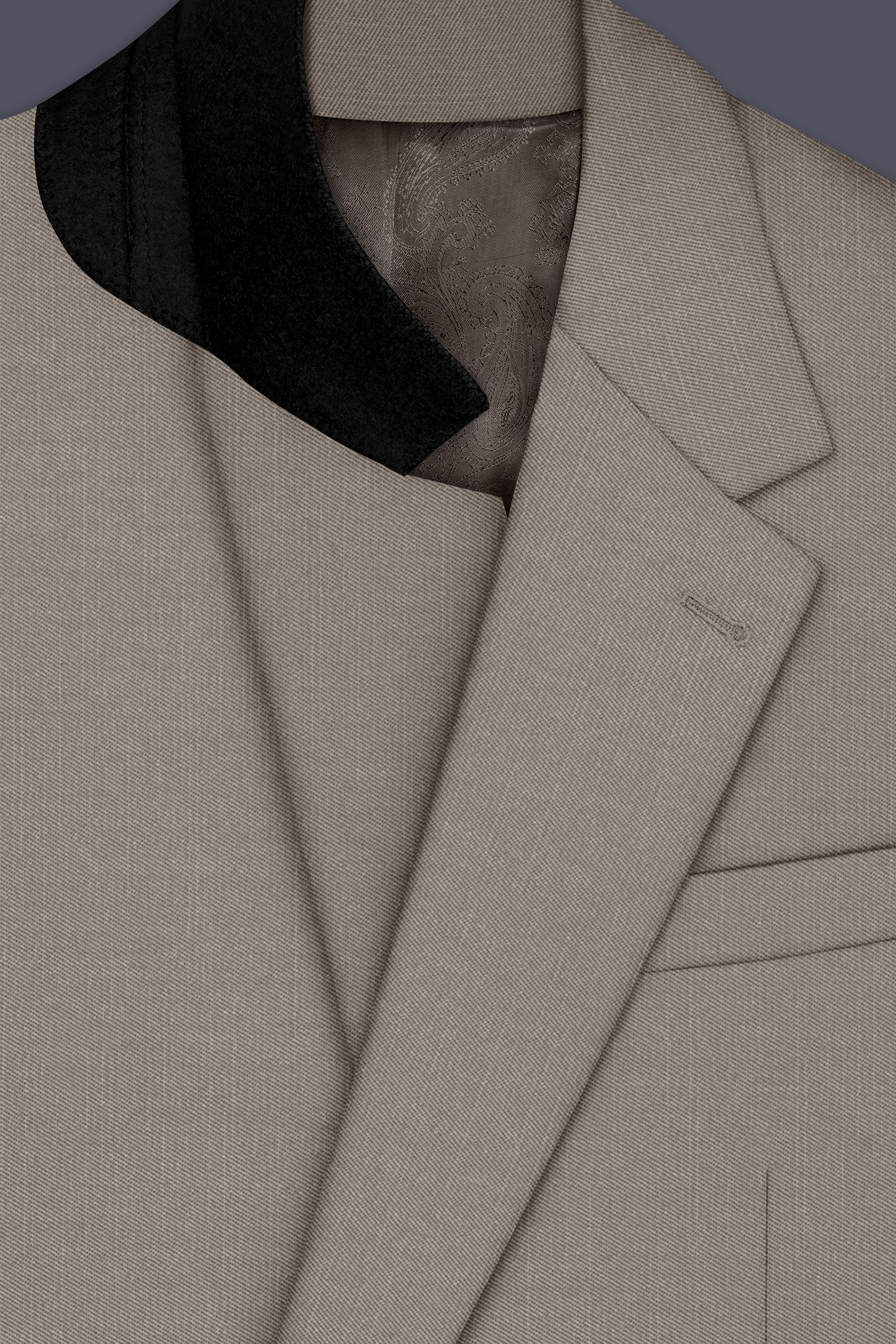 Amour-Dusty Brown Solid Wool Rich Single Breasted Slight Stretch Blazer