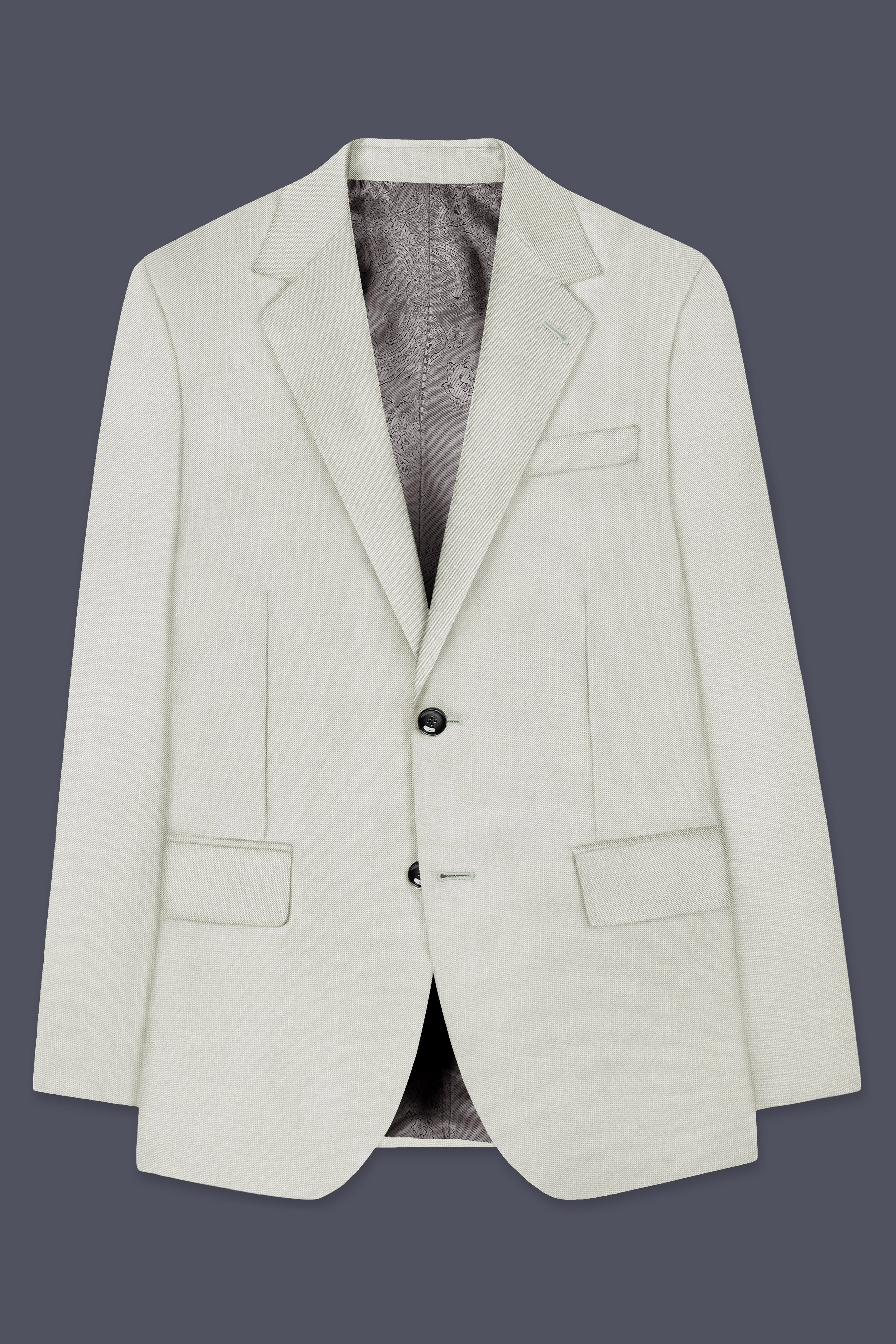 Mist-Swirl Gray Solid Wool Rich Single Breasted Stretchable traveler Blazer