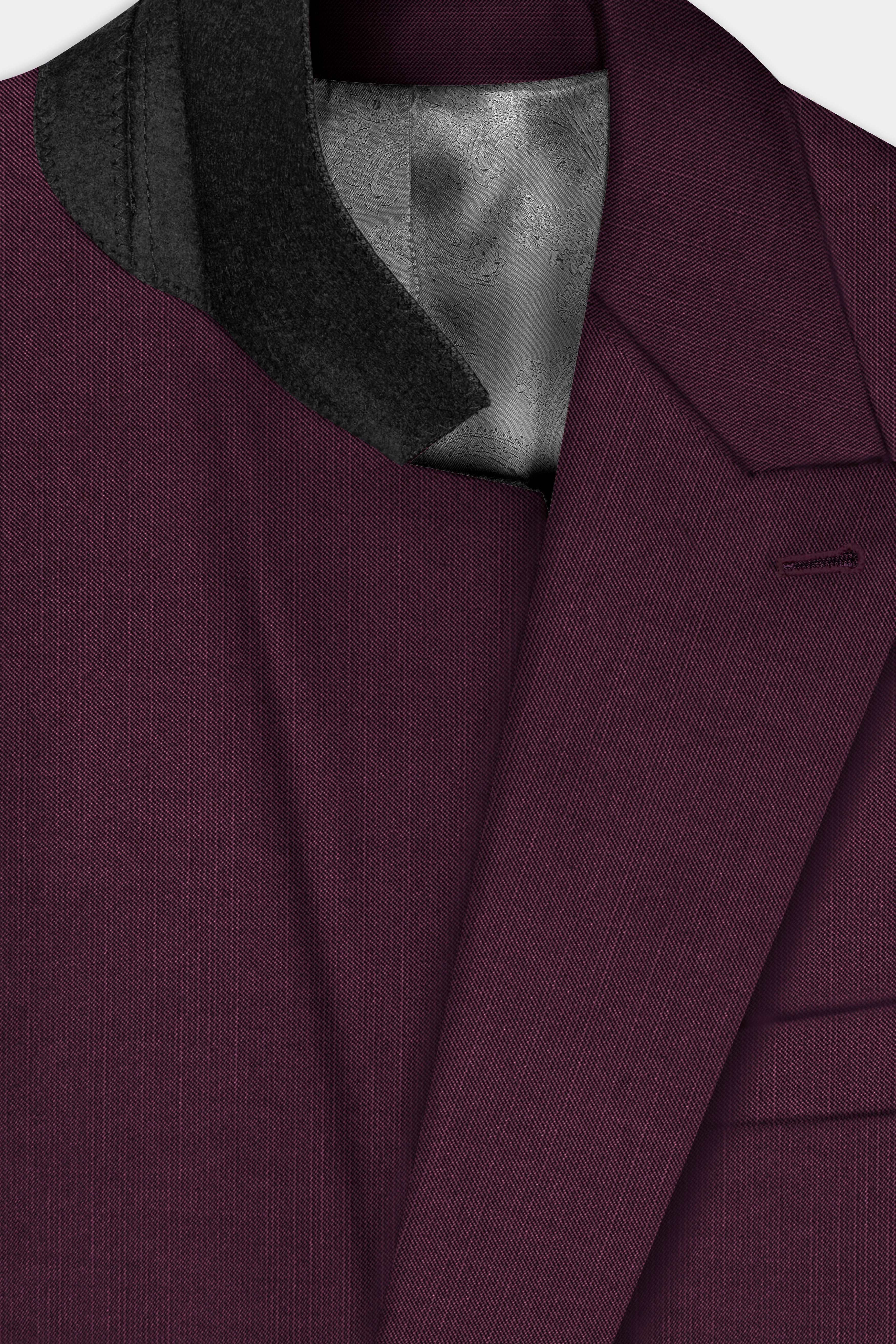 Merlot-Bistre Wine Maroon Solid Wool Rich Double Breasted Stretchable traveler Blazer