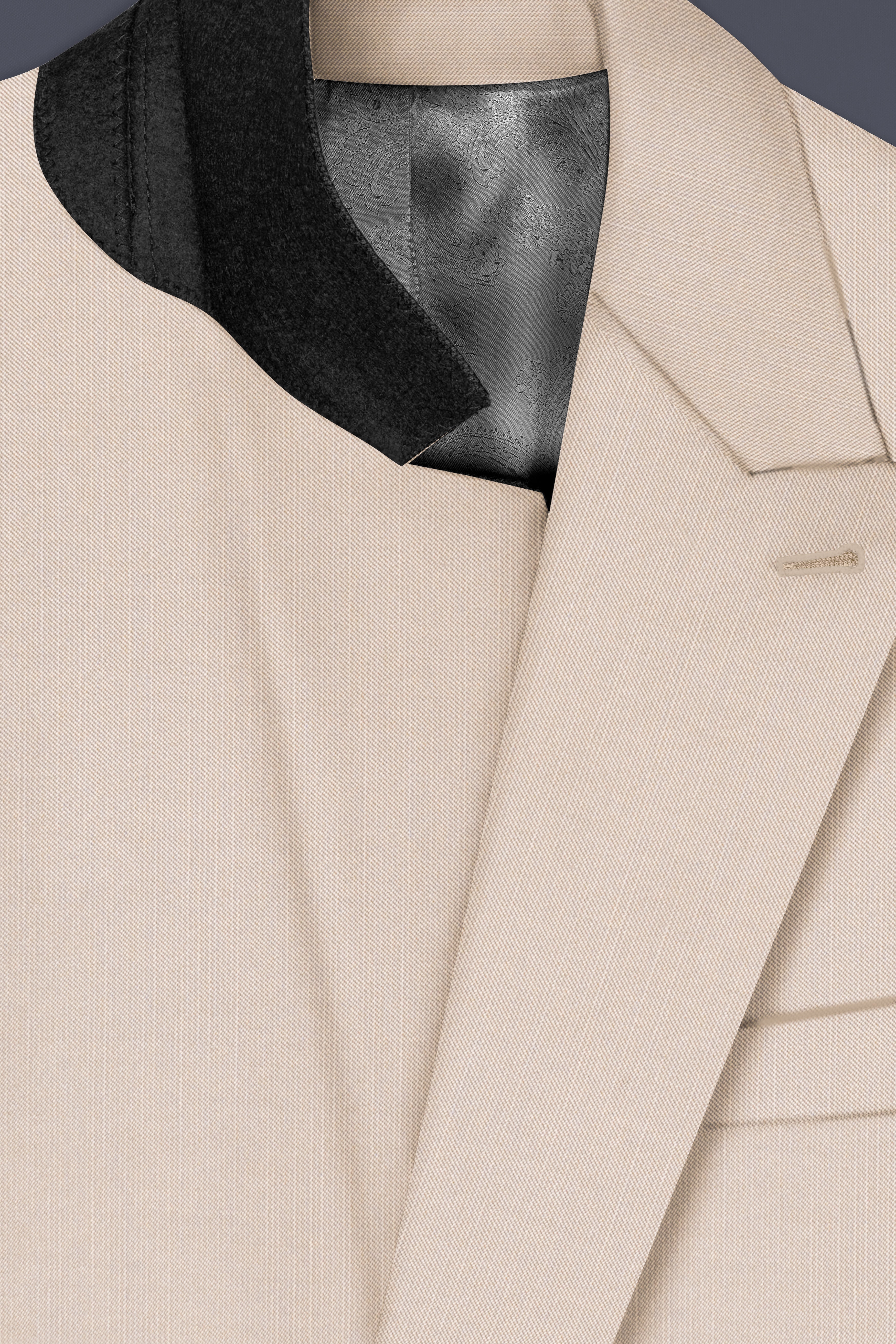 Velivon-Bizarre Cream Solid Wool Rich Double Breasted Stretchable traveler Blazer