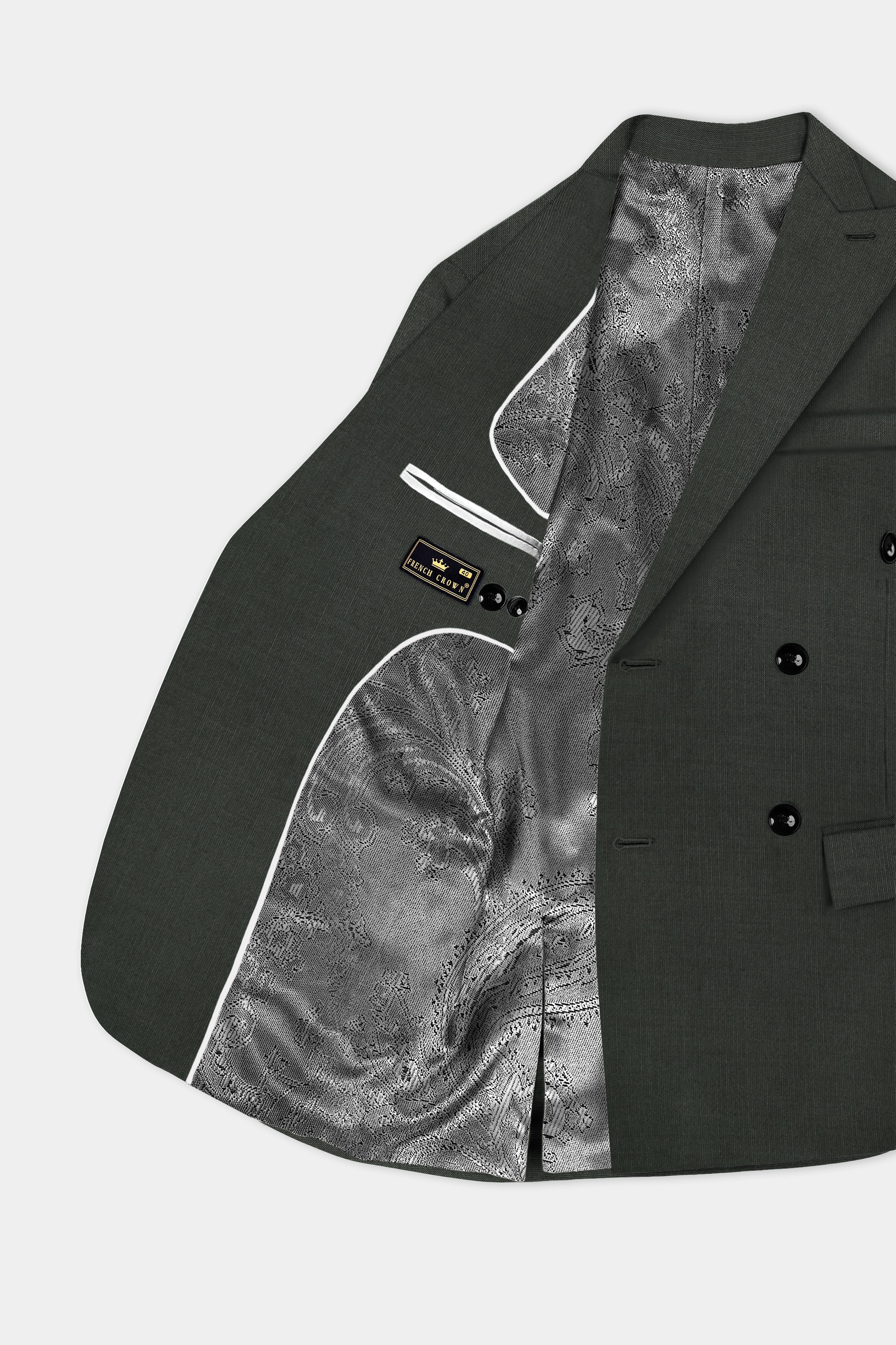 Shafton-Mine Shaft Green Solid Wool Rich Double Breasted Stretchable traveler Blazer