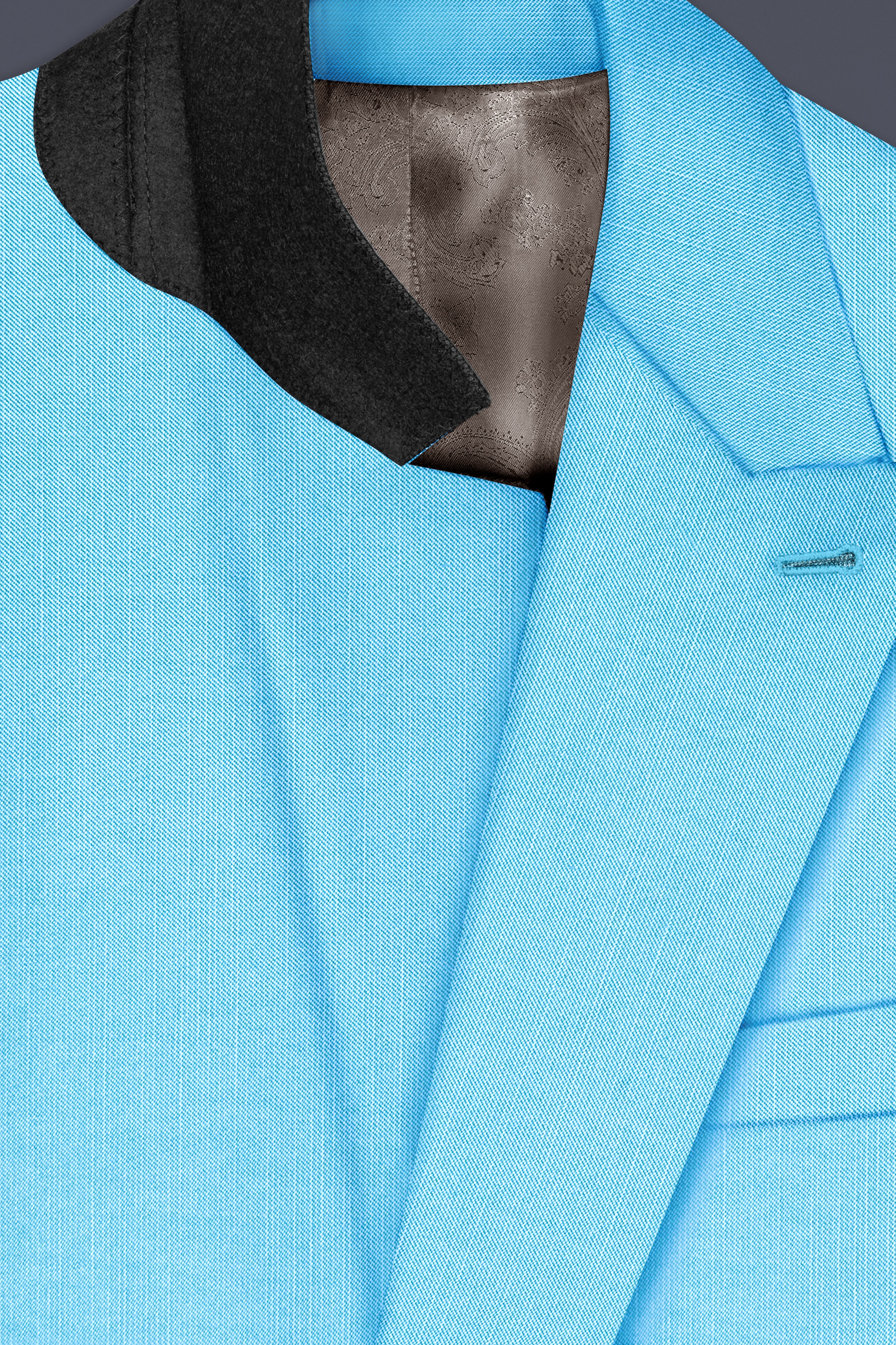 Iceland-Aquamarine Blue Solid Wool Rich Double Breasted Stretchable traveler Blazer