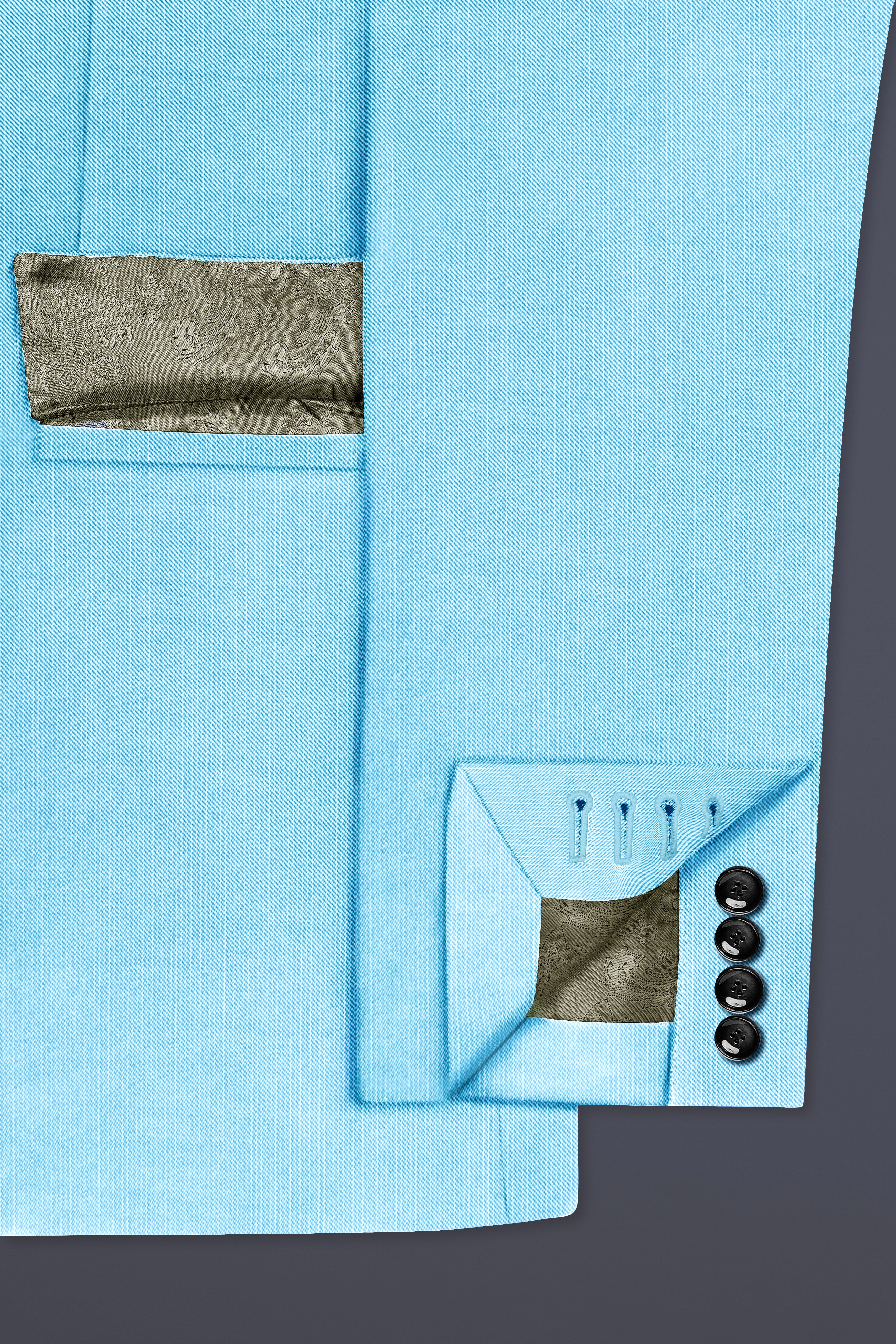 Iceland-Aquamarine Blue Solid Wool Rich Double Breasted Slight Stretch Blazer