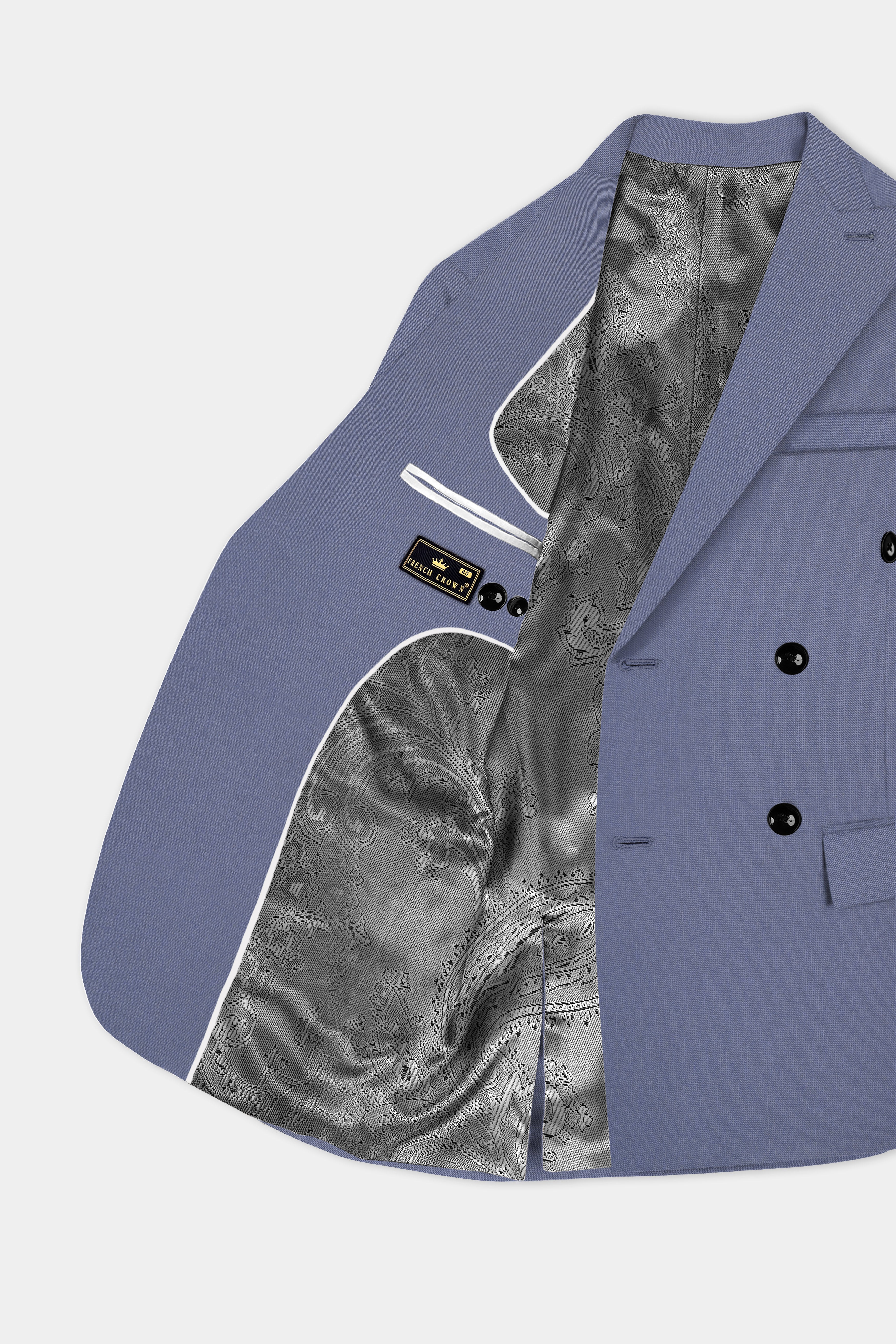 Zenith-Comet Gray Solid Wool Rich Double Breasted Stretchable traveler Blazer