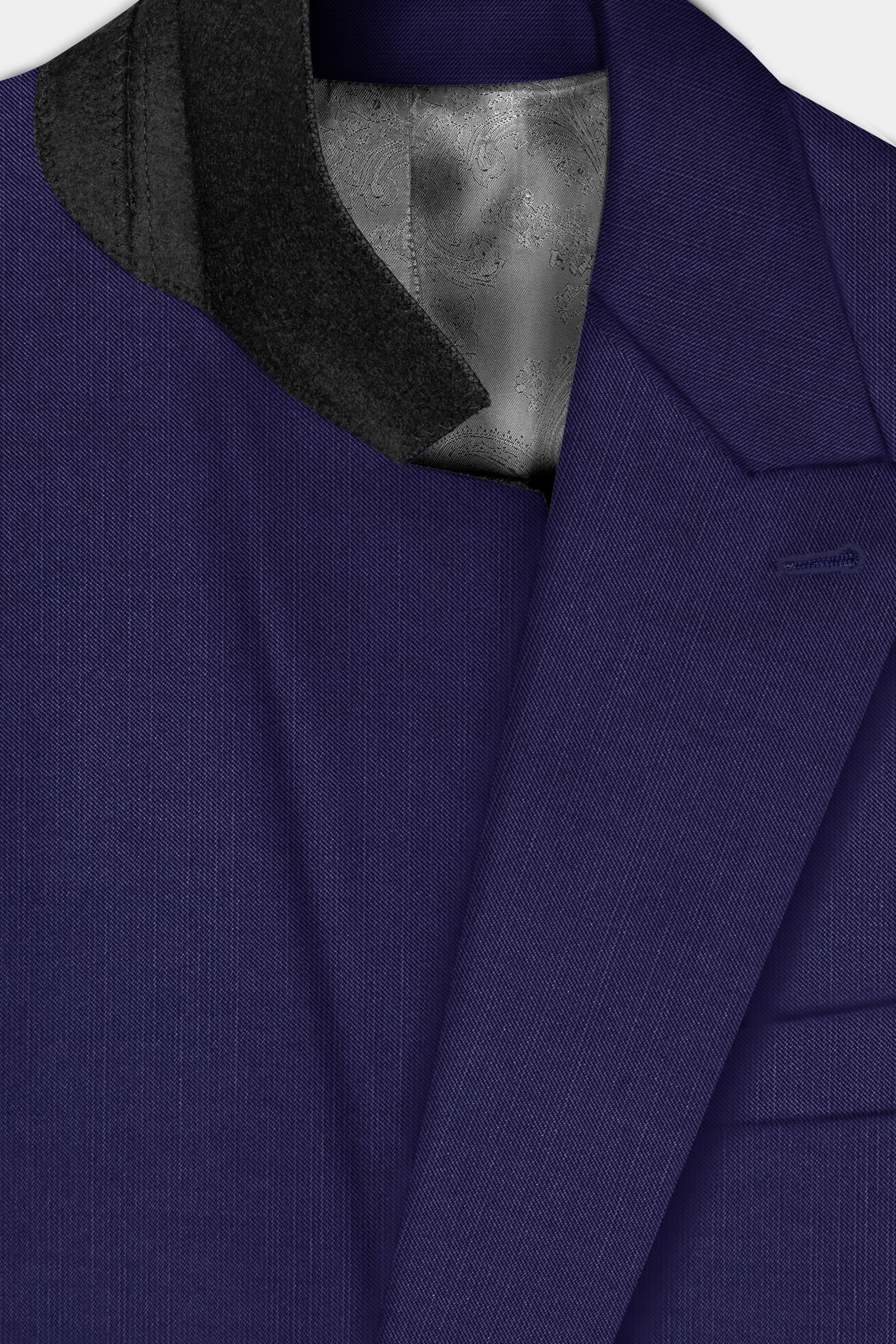 Triton-Martinique Blue Solid Wool Rich Double Breasted Stretchable traveler Blazer