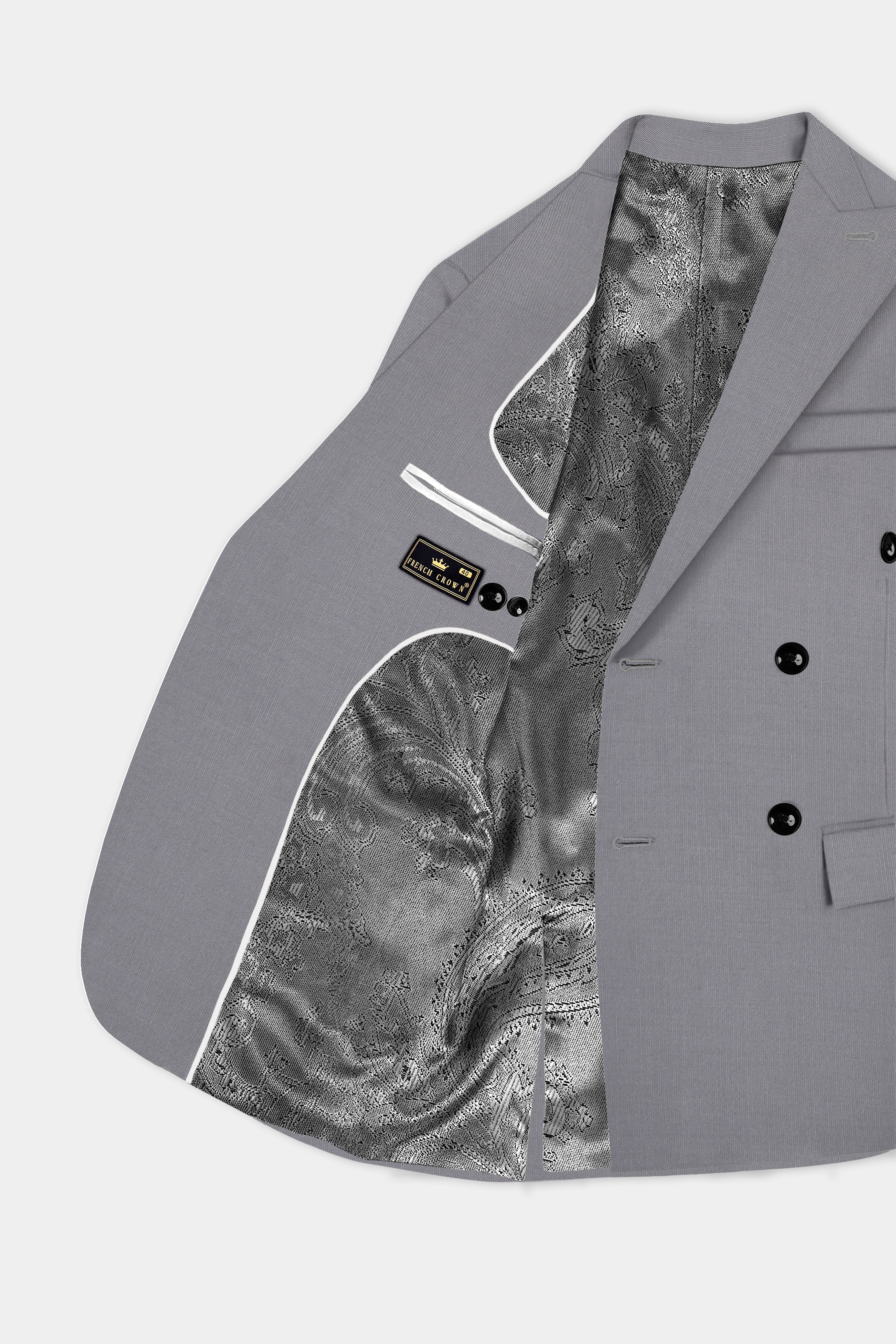 Dorian-Friar Gray Solid Wool Rich Double Breasted Stretchable traveler Blazer