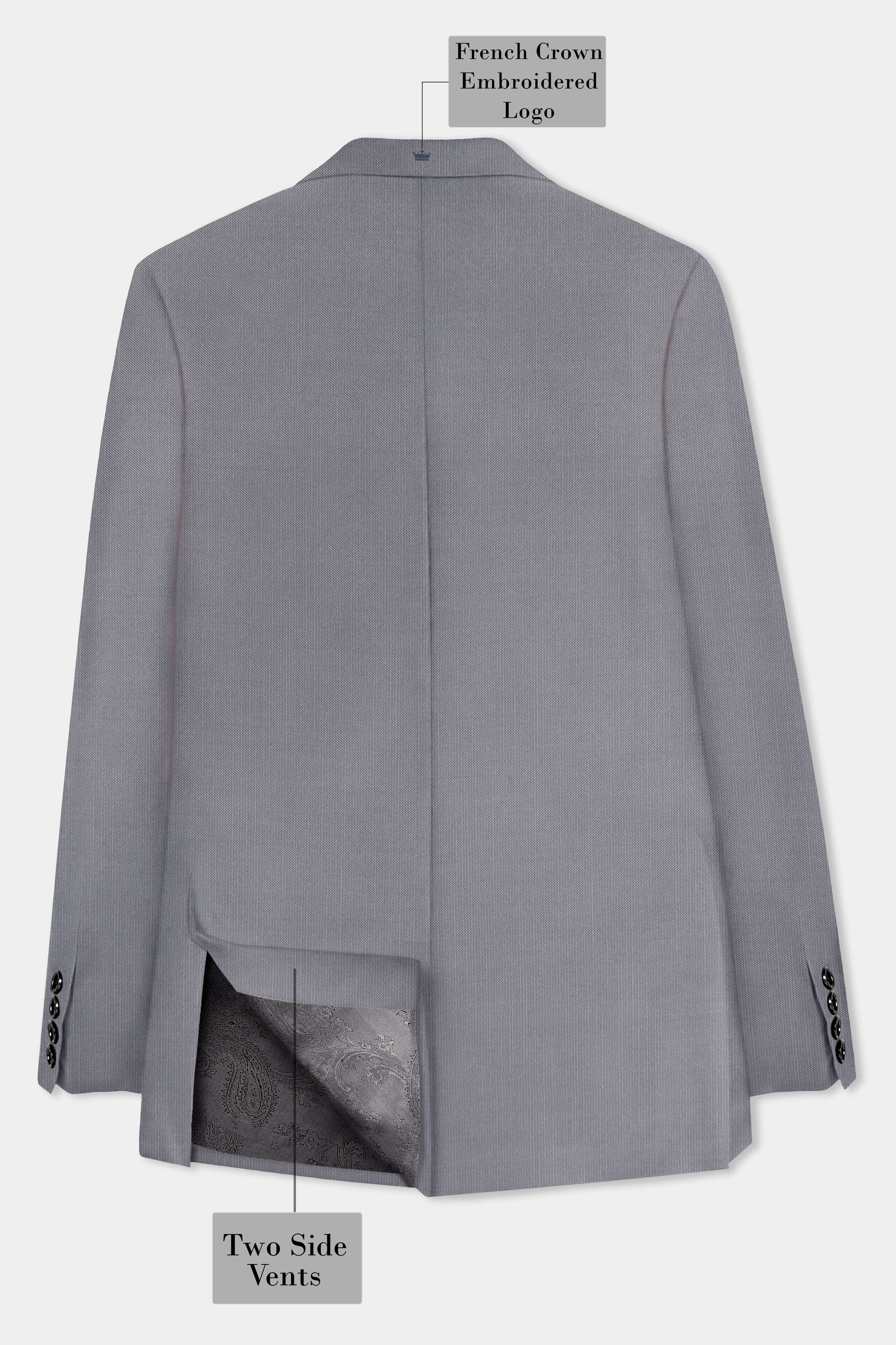 Dorian-Friar Gray Solid Wool Rich Double Breasted Stretchable traveler Blazer