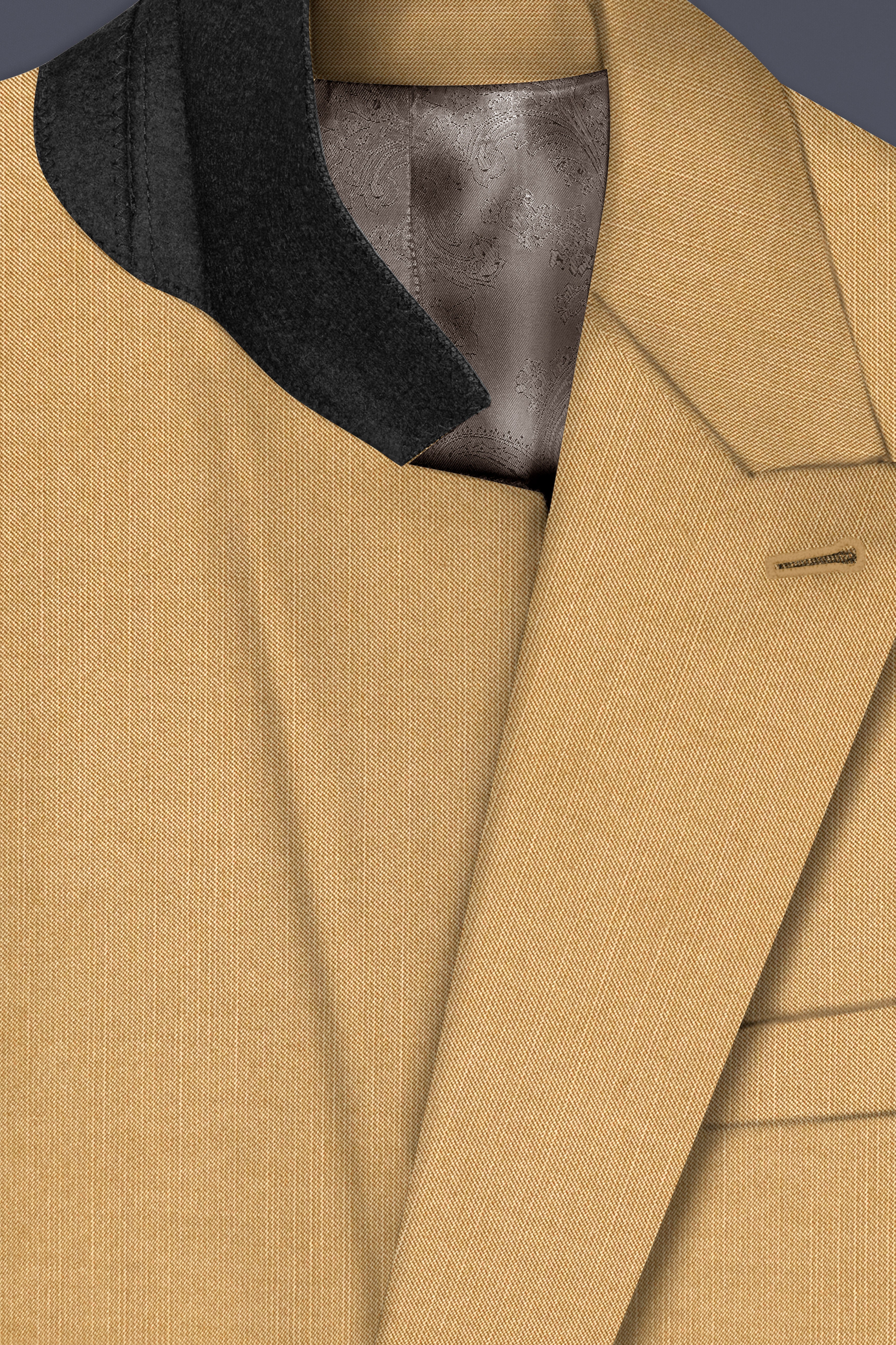 Sepia-Twine Brown Solid Wool Rich Double Breasted Stretchable traveler Blazer