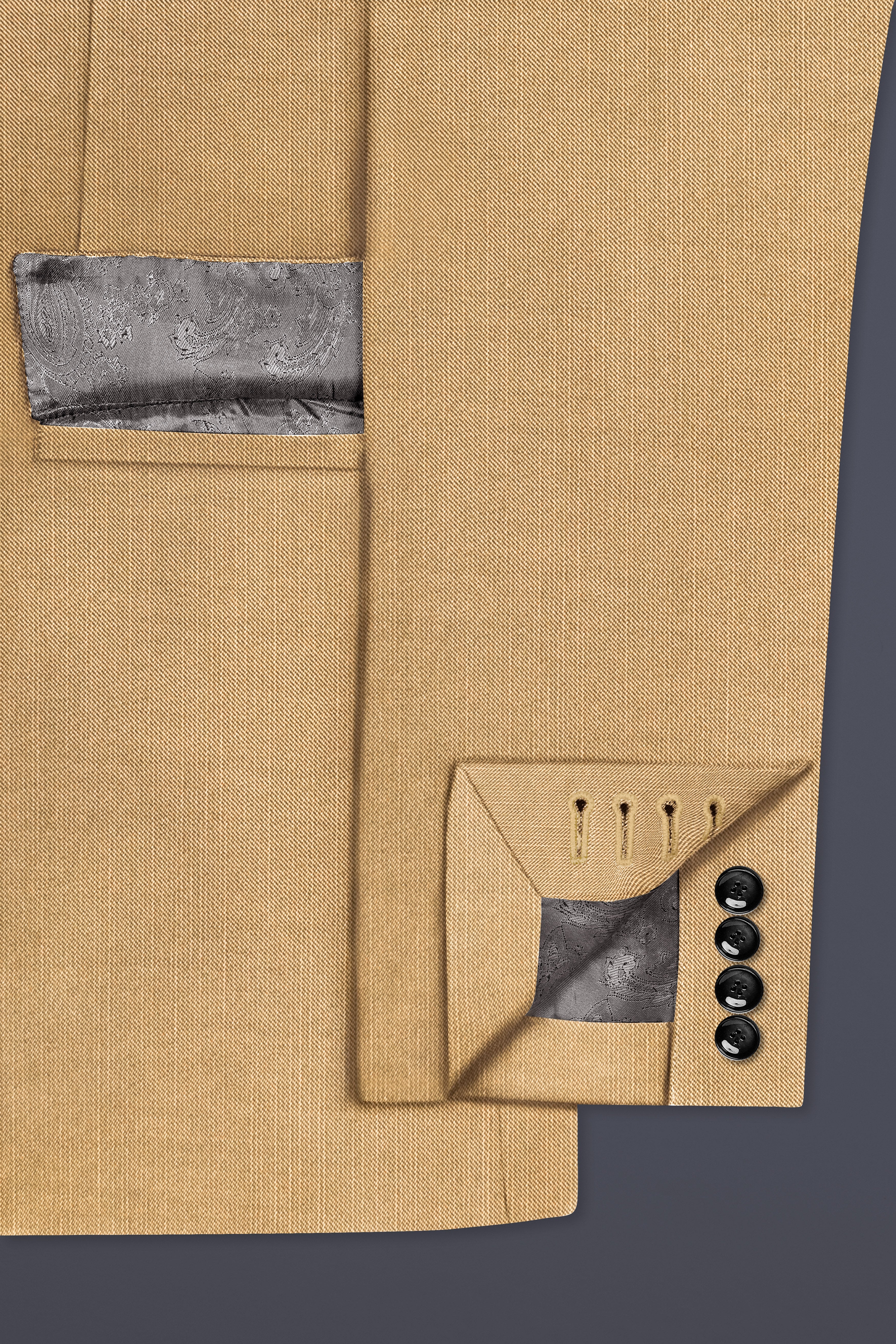 Sepia-Twine Brown Solid Wool Rich Double Breasted Stretchable traveler Blazer
