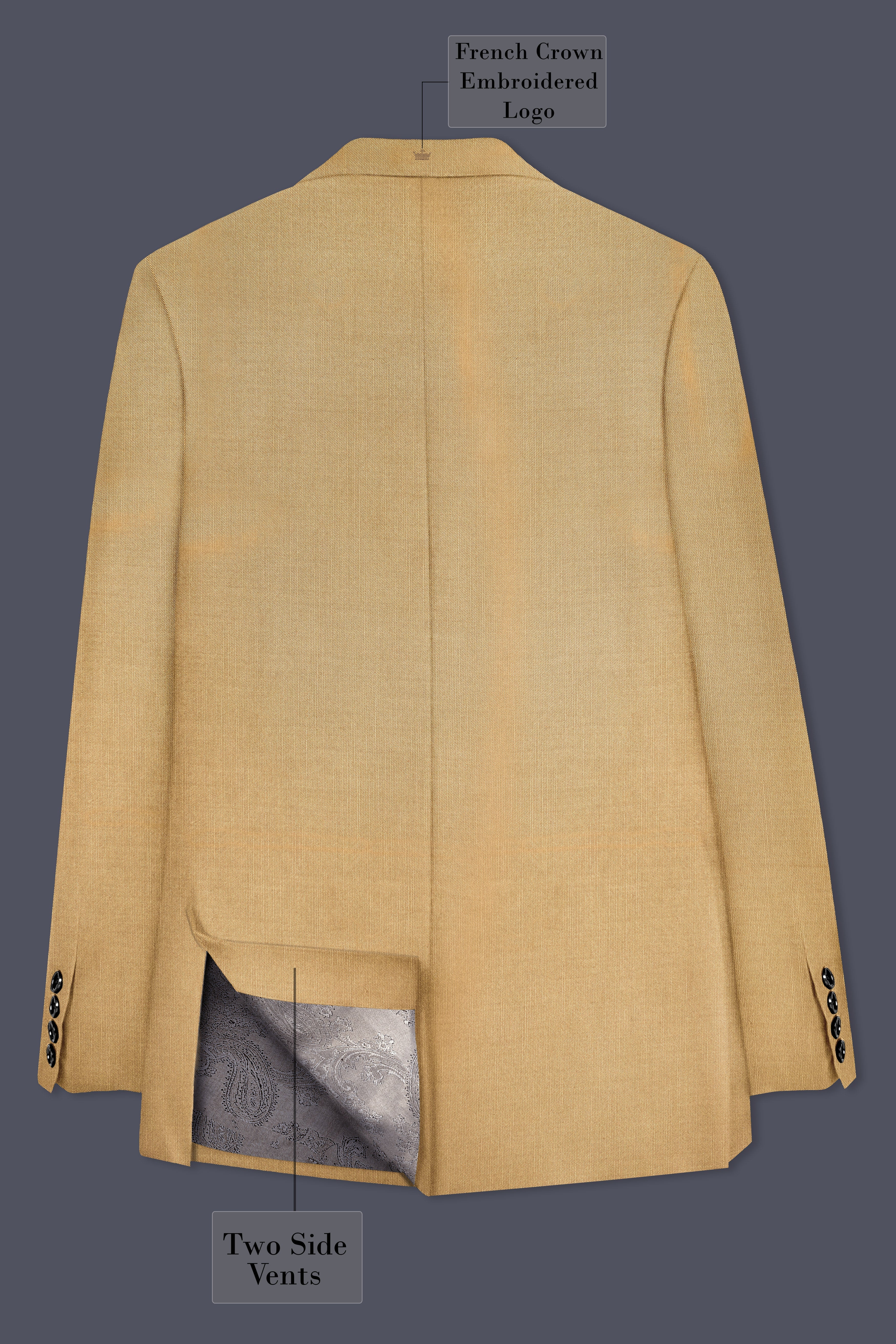 Sepia-Twine Brown Solid Wool Rich Double Breasted Stretchable traveler Blazer