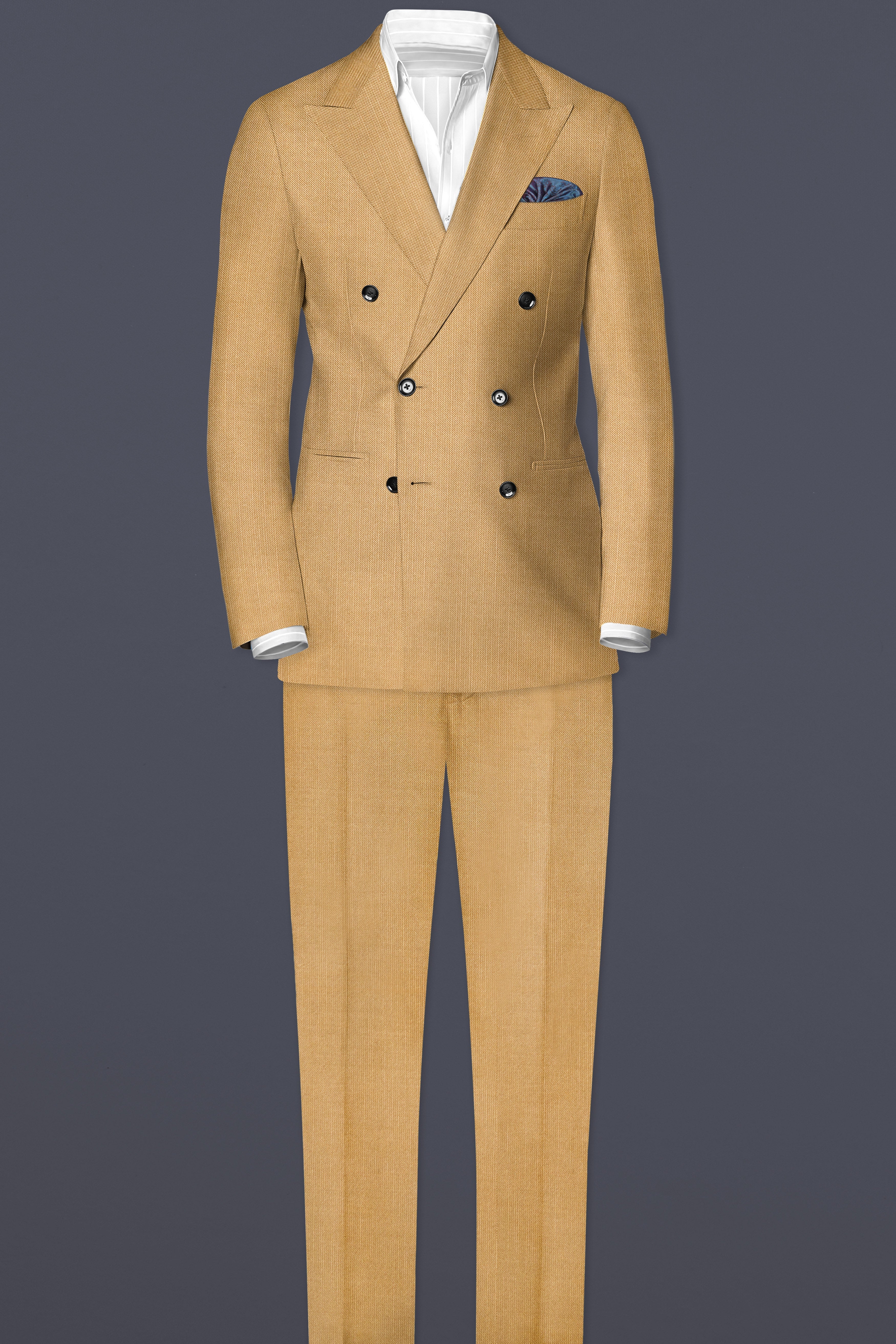 Sepia-Twine Brown Solid Wool Rich Double Breasted Stretchable traveler Blazer
