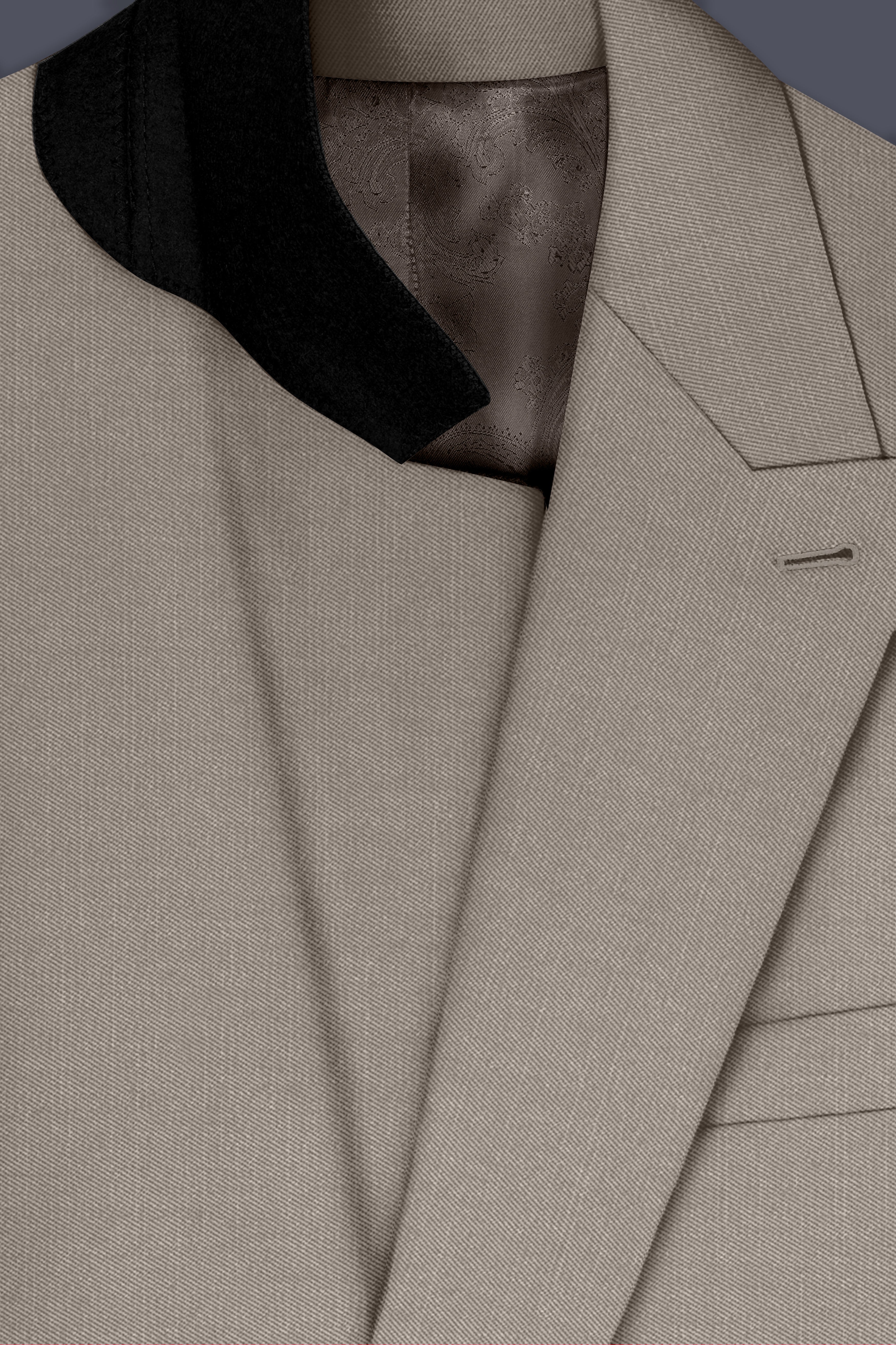 Amour-Dusty Brown Solid Wool Rich Double Breasted Slight Stretch Blazer