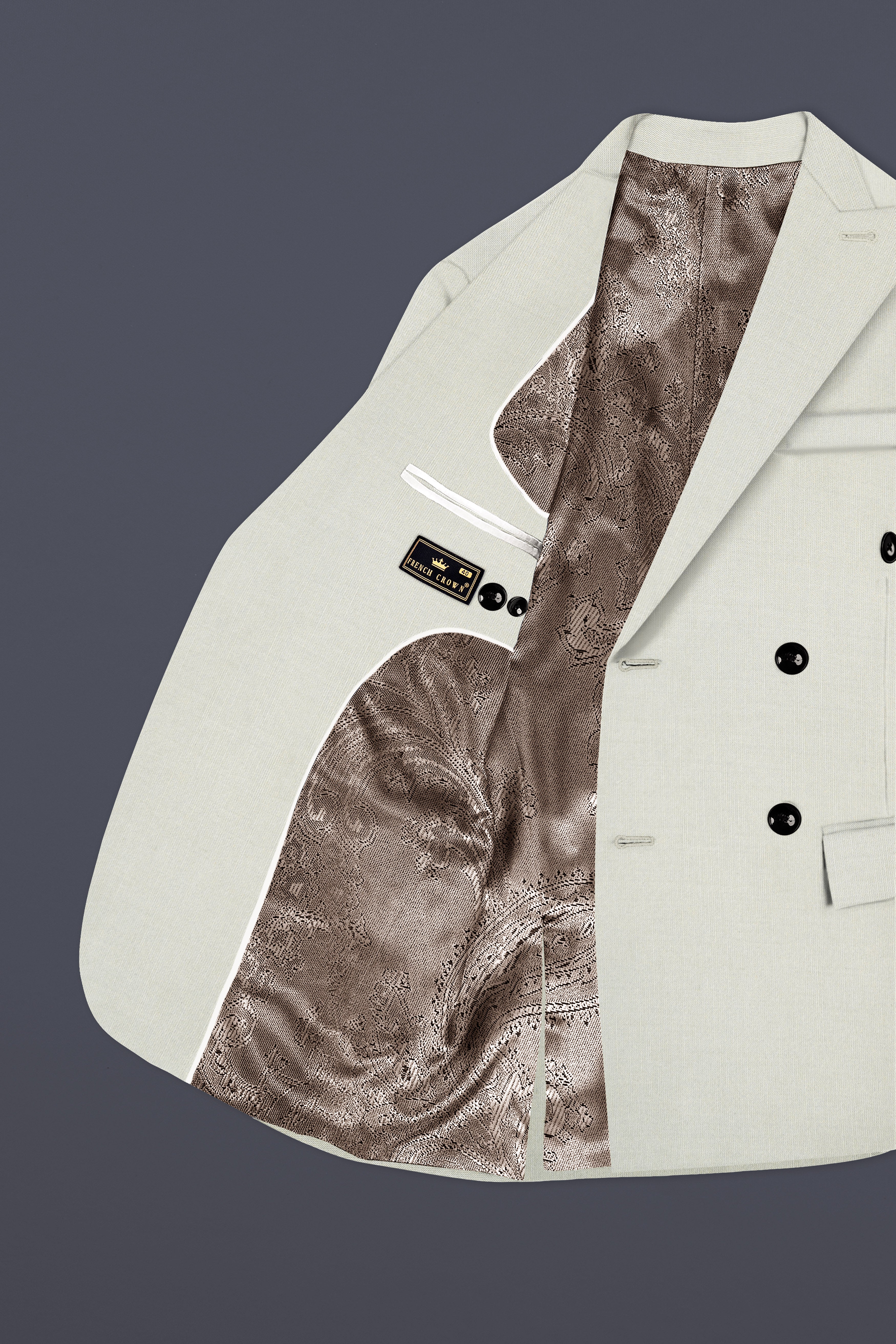 Mist-Swirl Gray Solid Wool Rich Double Breasted Slight Stretch Blazer