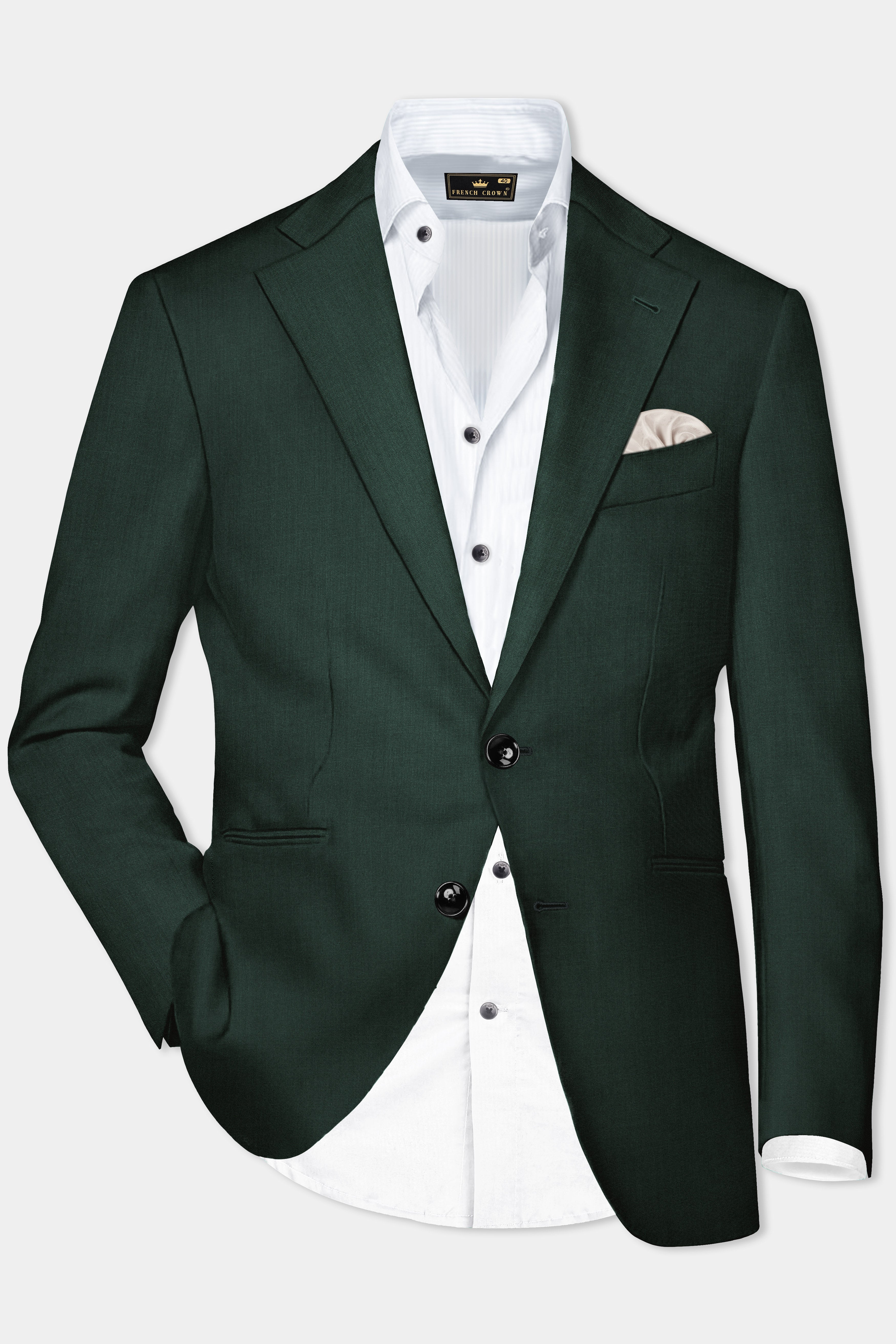 Chicago Green Solid Wool Rich Single Breasted Blazer