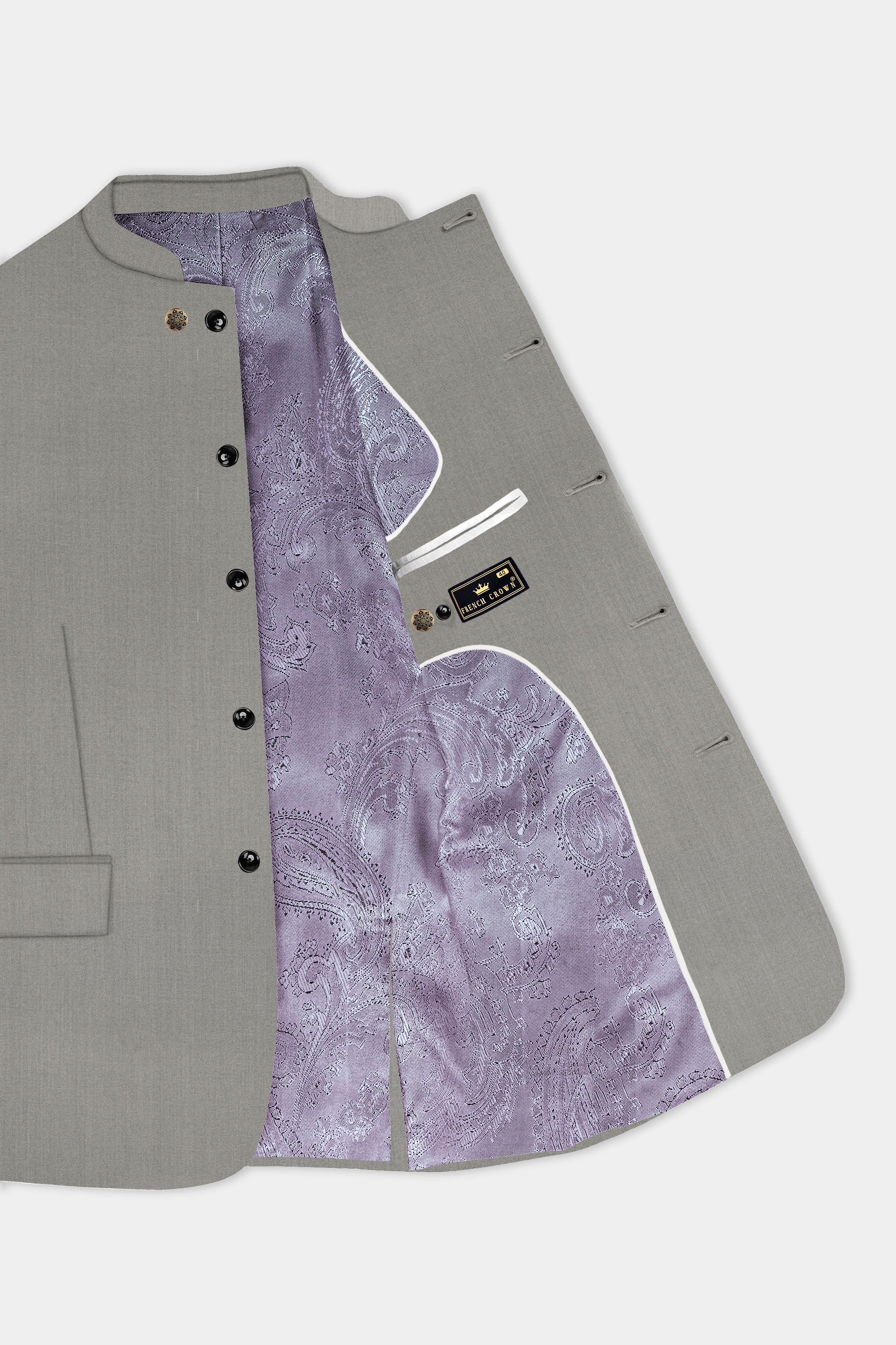 Stack Gray Solid Wool Rich Bandhgala Designer Blazer