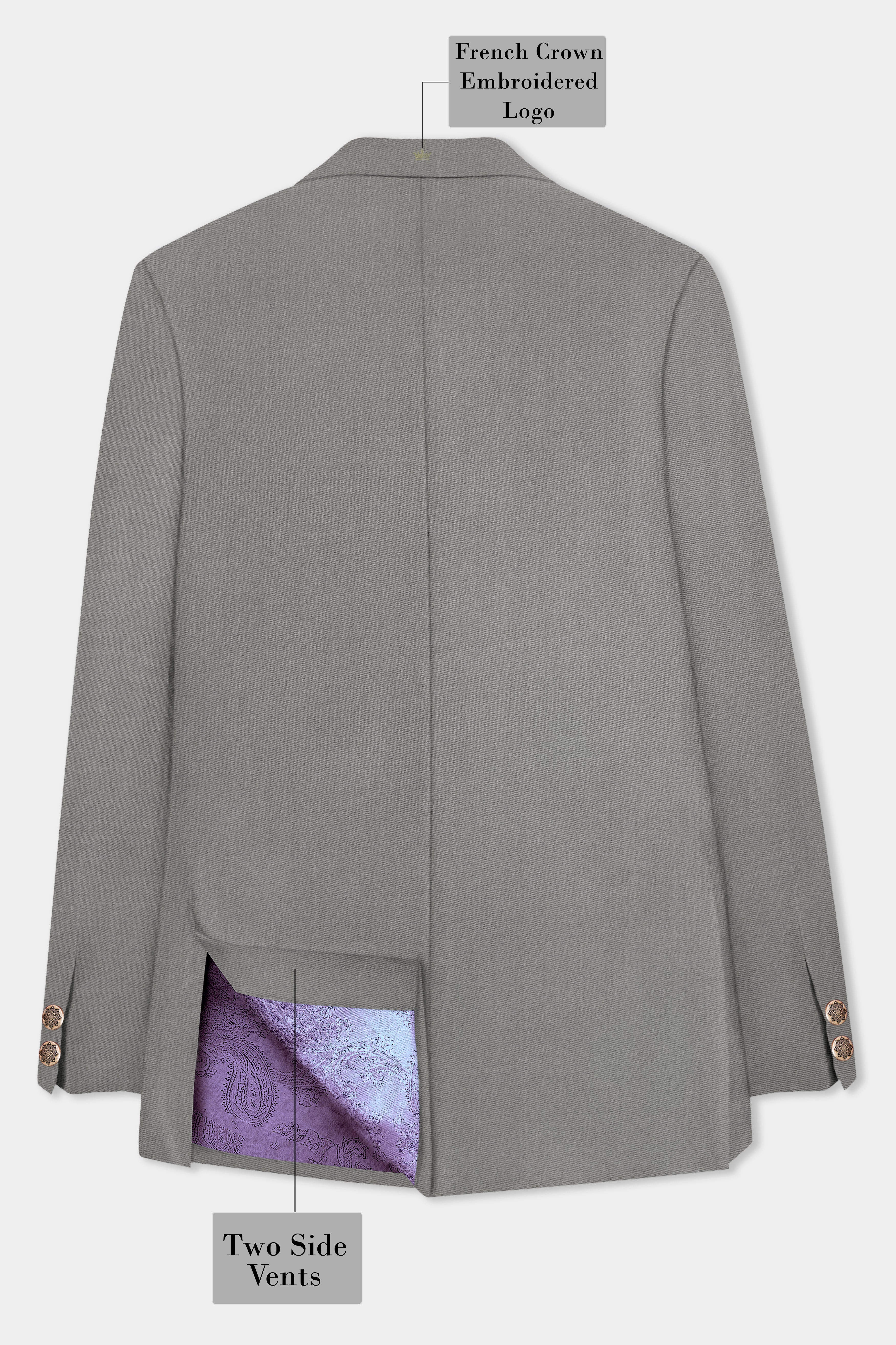 Stack Gray Solid Wool Rich Bandhgala Designer Blazer